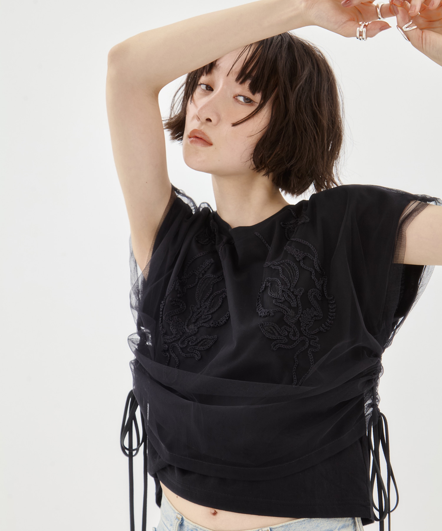 EX.embroidered tulle layered tops MURRAL