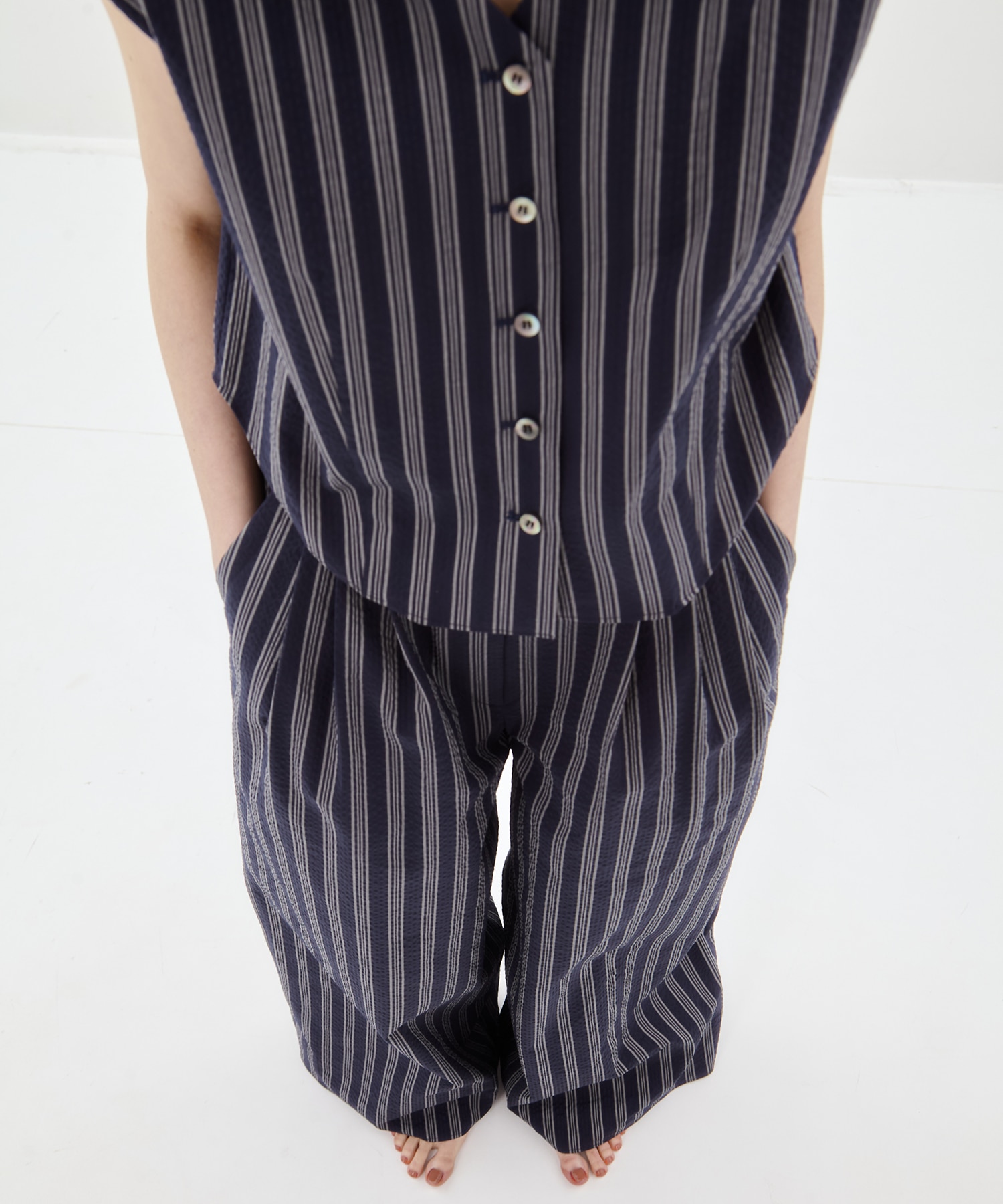 Seersucker Flare Pants STUDIOUS