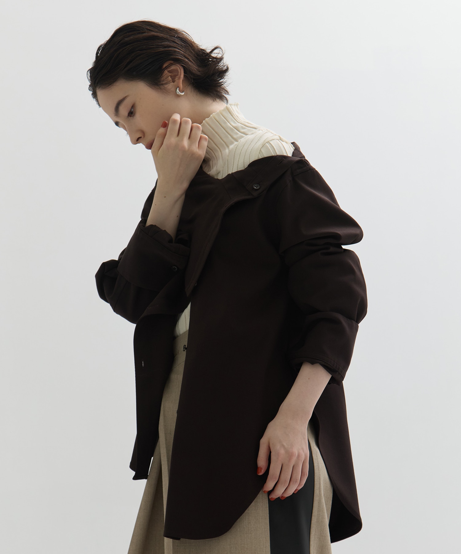 Viscose Wool Big Collar Shirt STUDIOUS