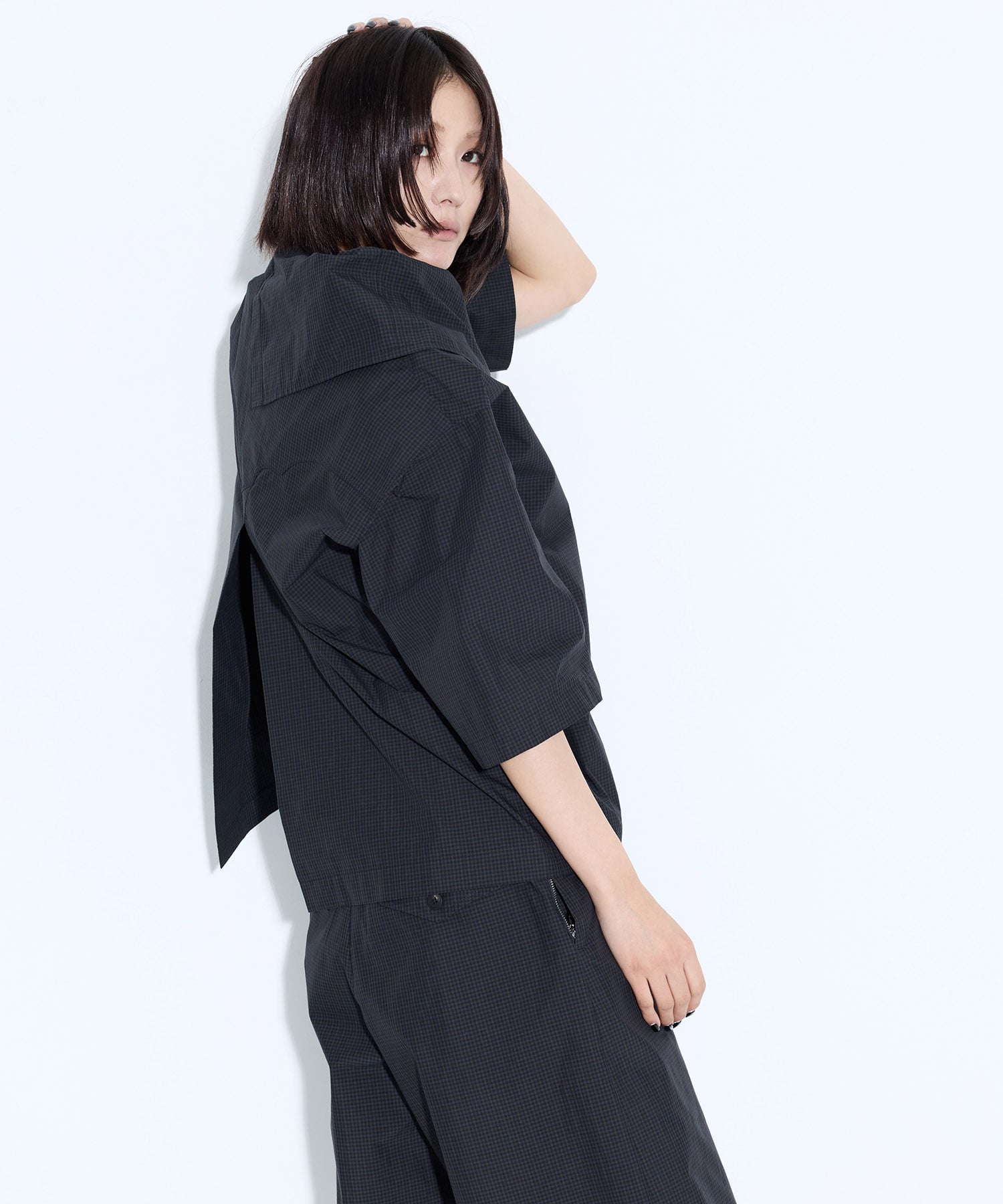 Typewriter check S/S blouse TOGA
