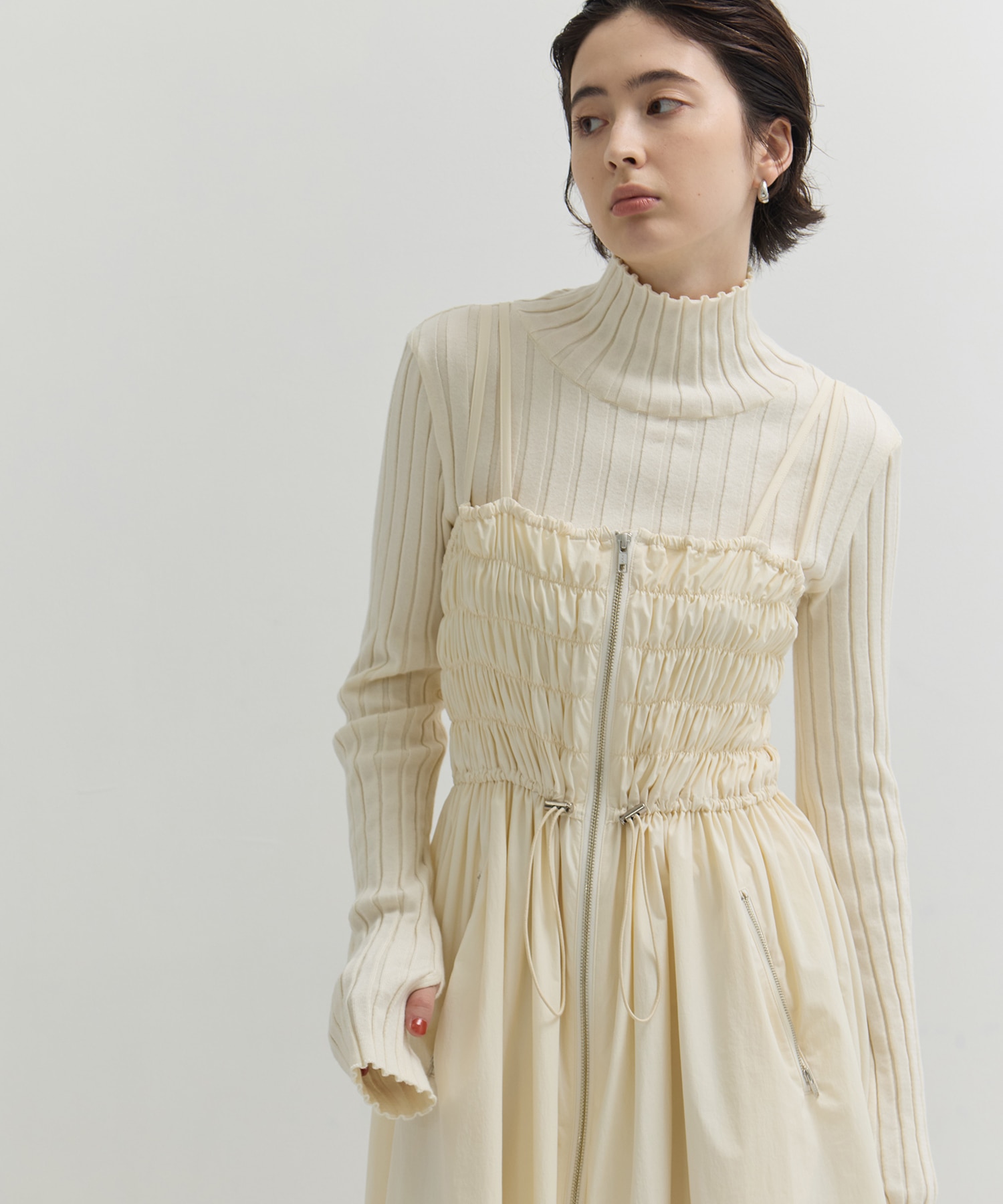 SHIRRING ZIP CAMISOLE DRESS STUDIOUS