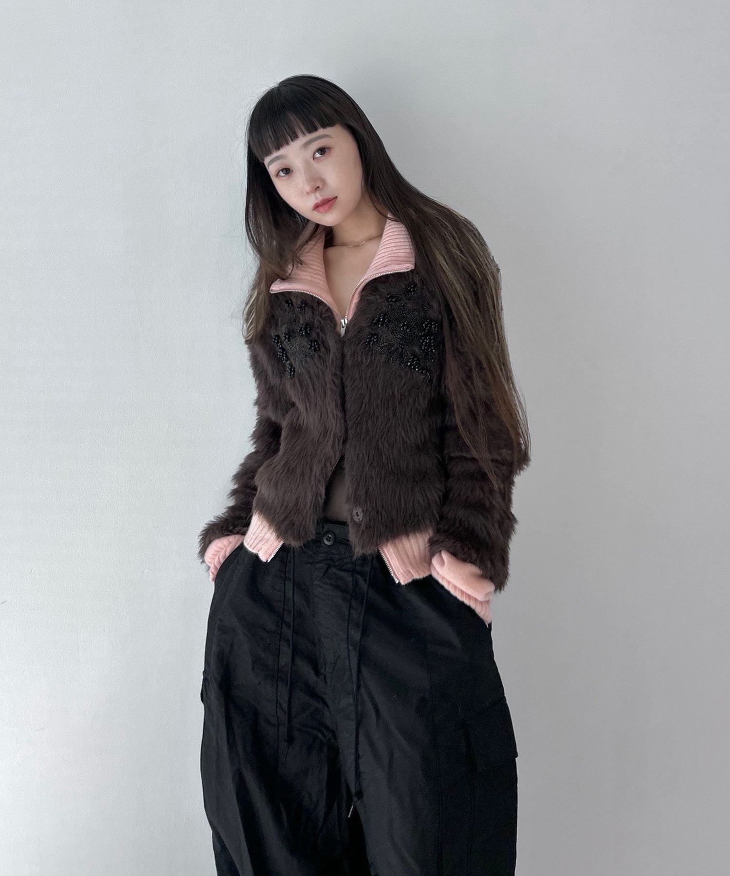 別注 シャギービジューカーディガン FETICO