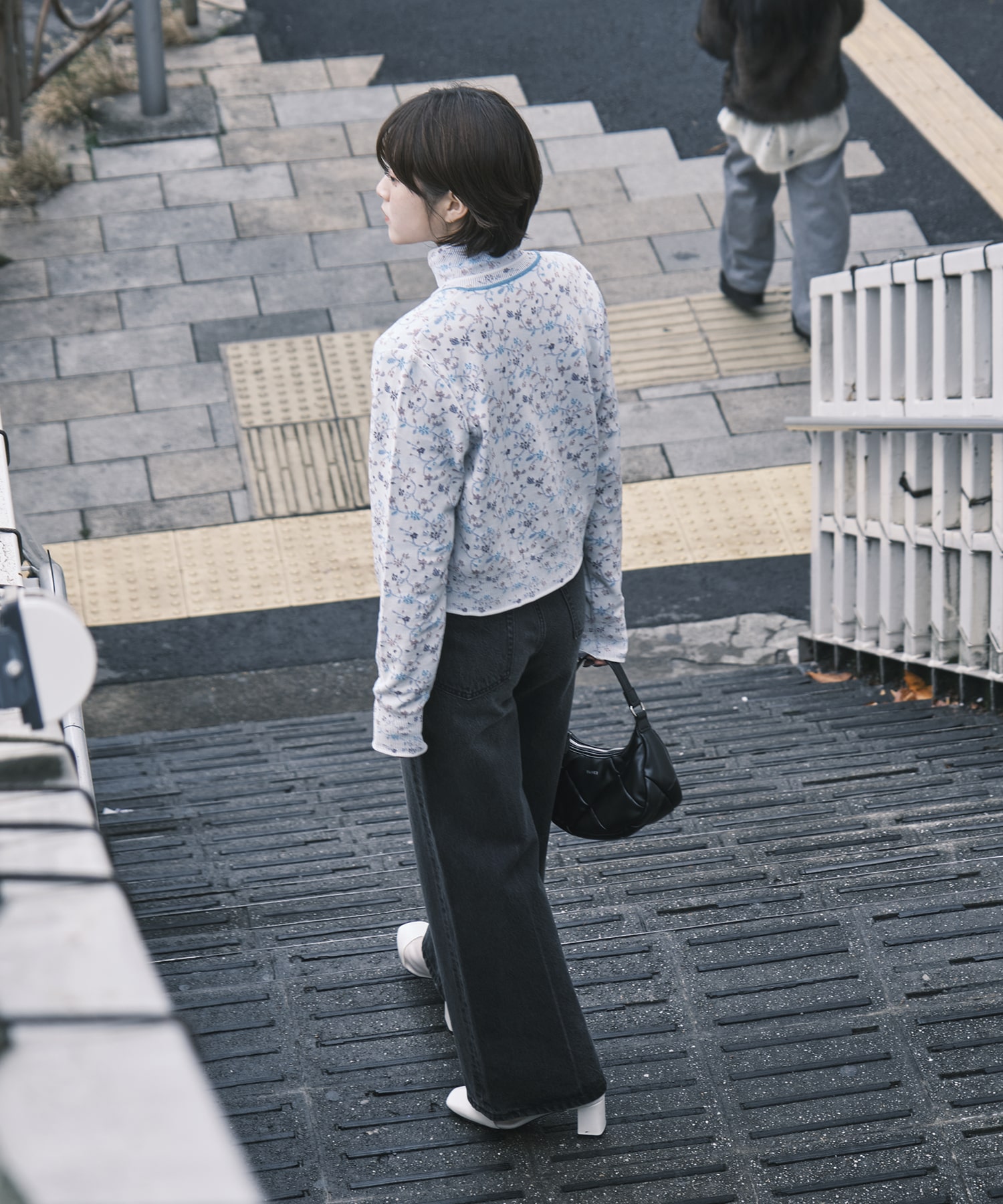 Floral Motif Glitter Knit Cardigan Mame Kurogouchi