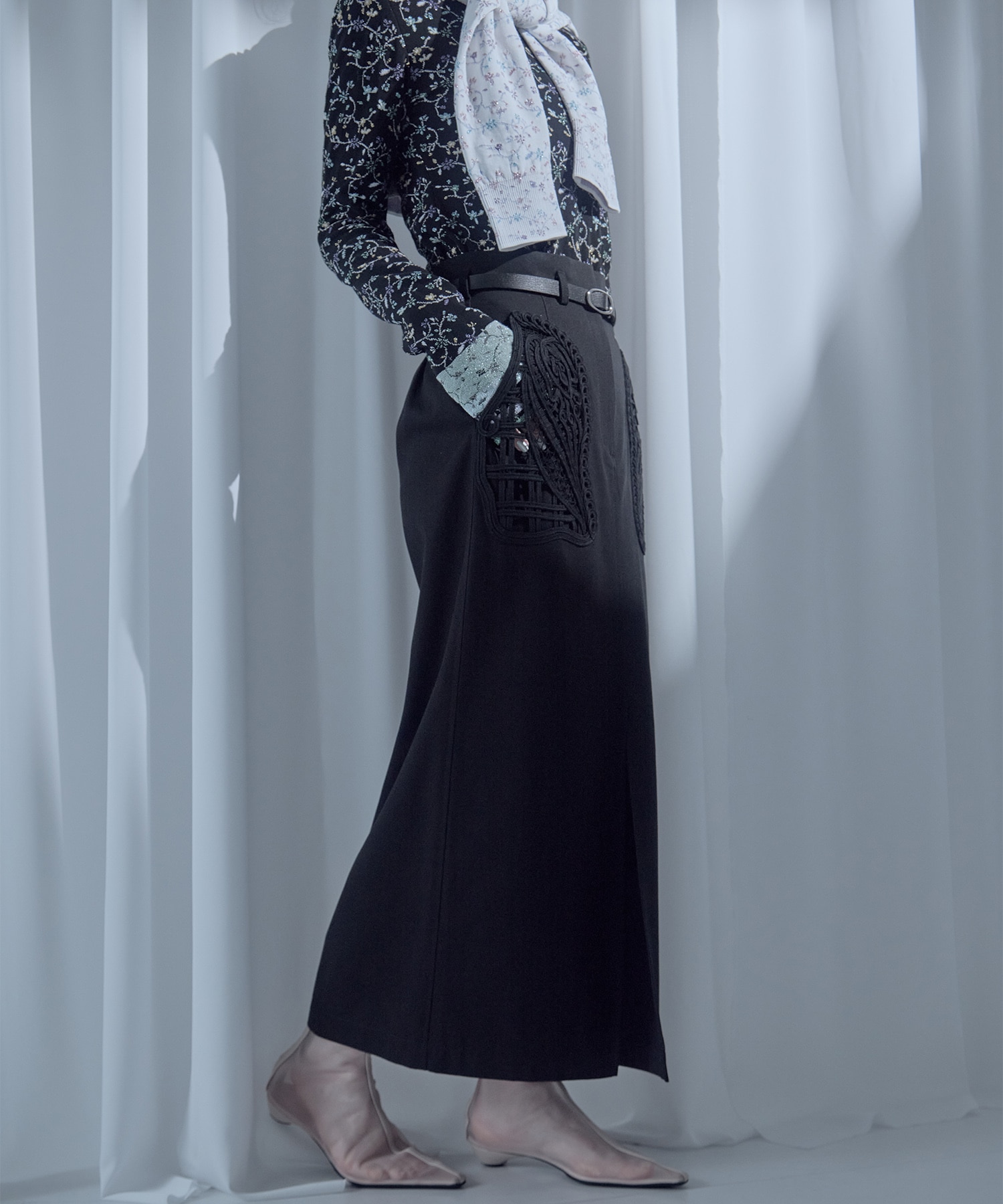 別注Cording Embroidery Detailed I-line Skirt Mame Kurogouchi