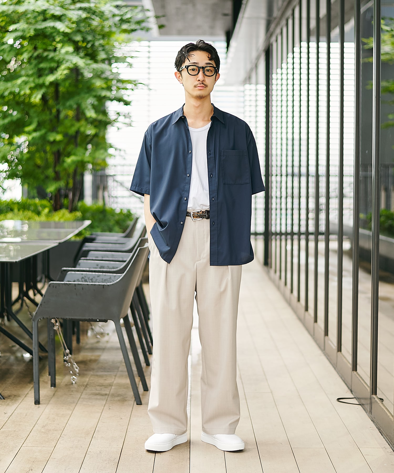 別注 DRAW CORD S/S POCKET SHIRTS White Mountaineering