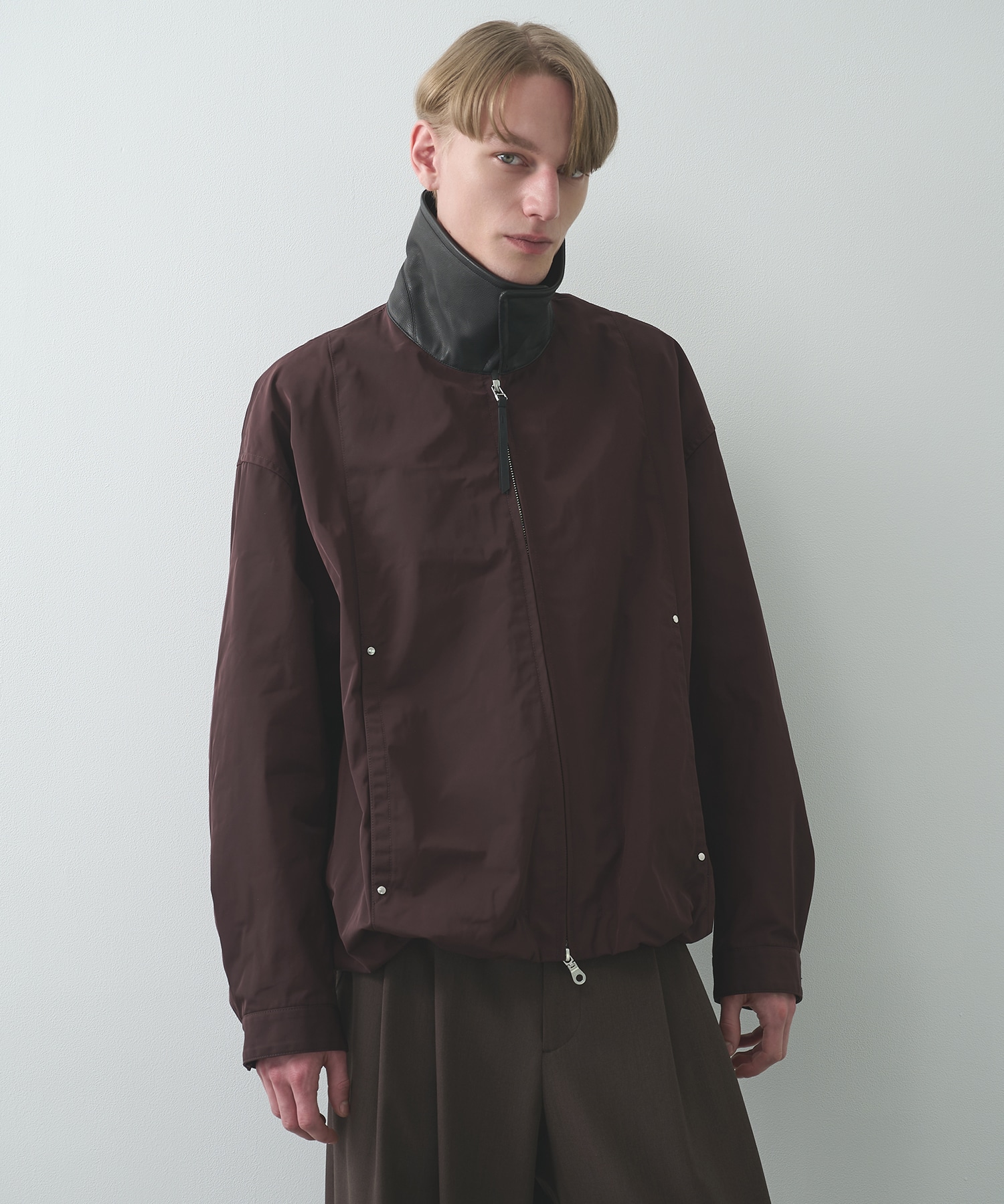 Leather collar Balloon Blouson STUDIOUS
