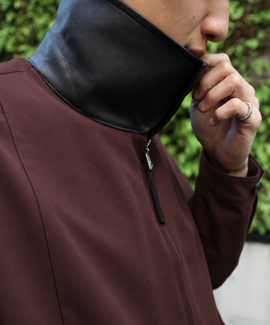 Leather collar Balloon Blouson STUDIOUS