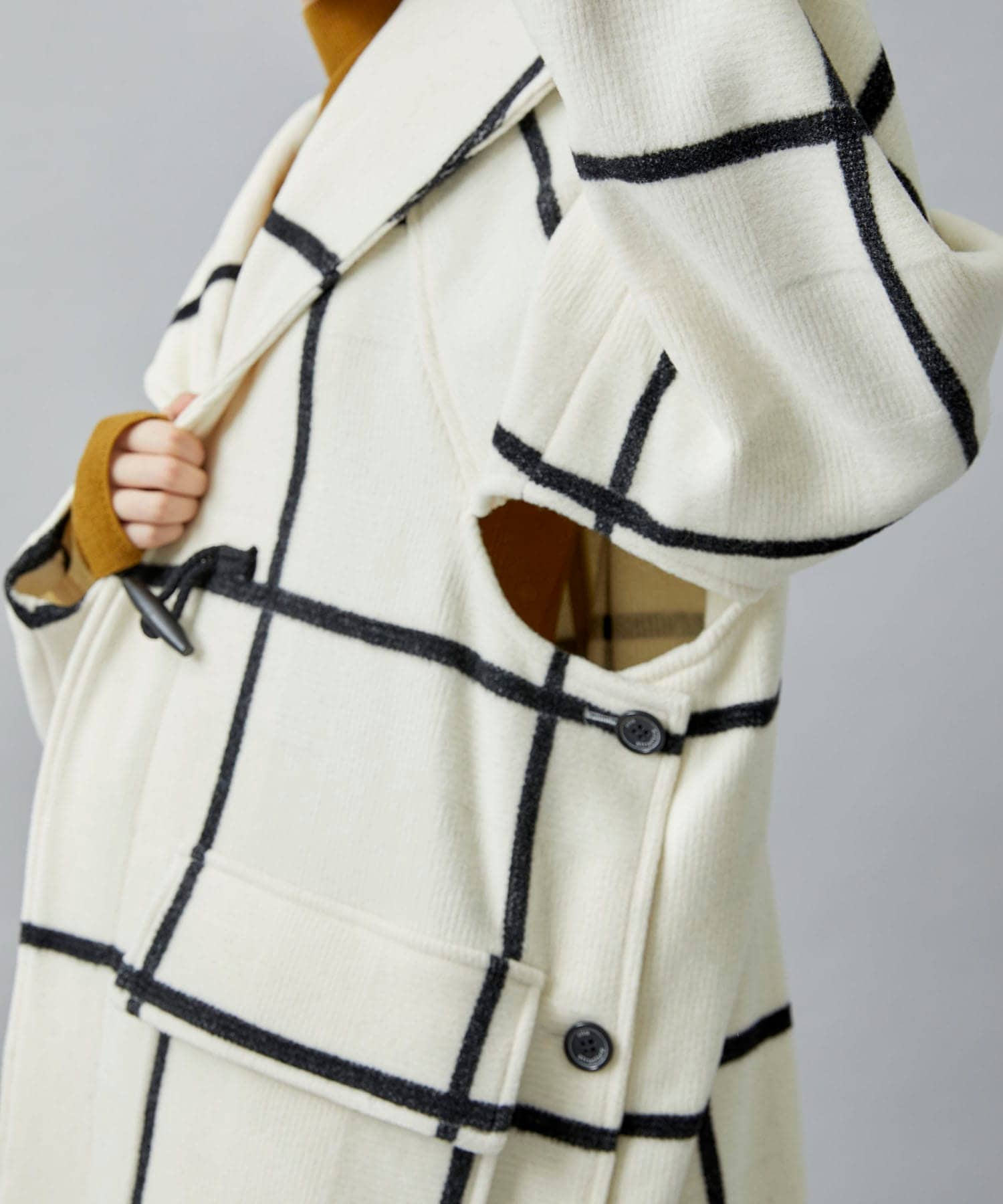 GRID-PATTERN DUFFLE COAT rito structure