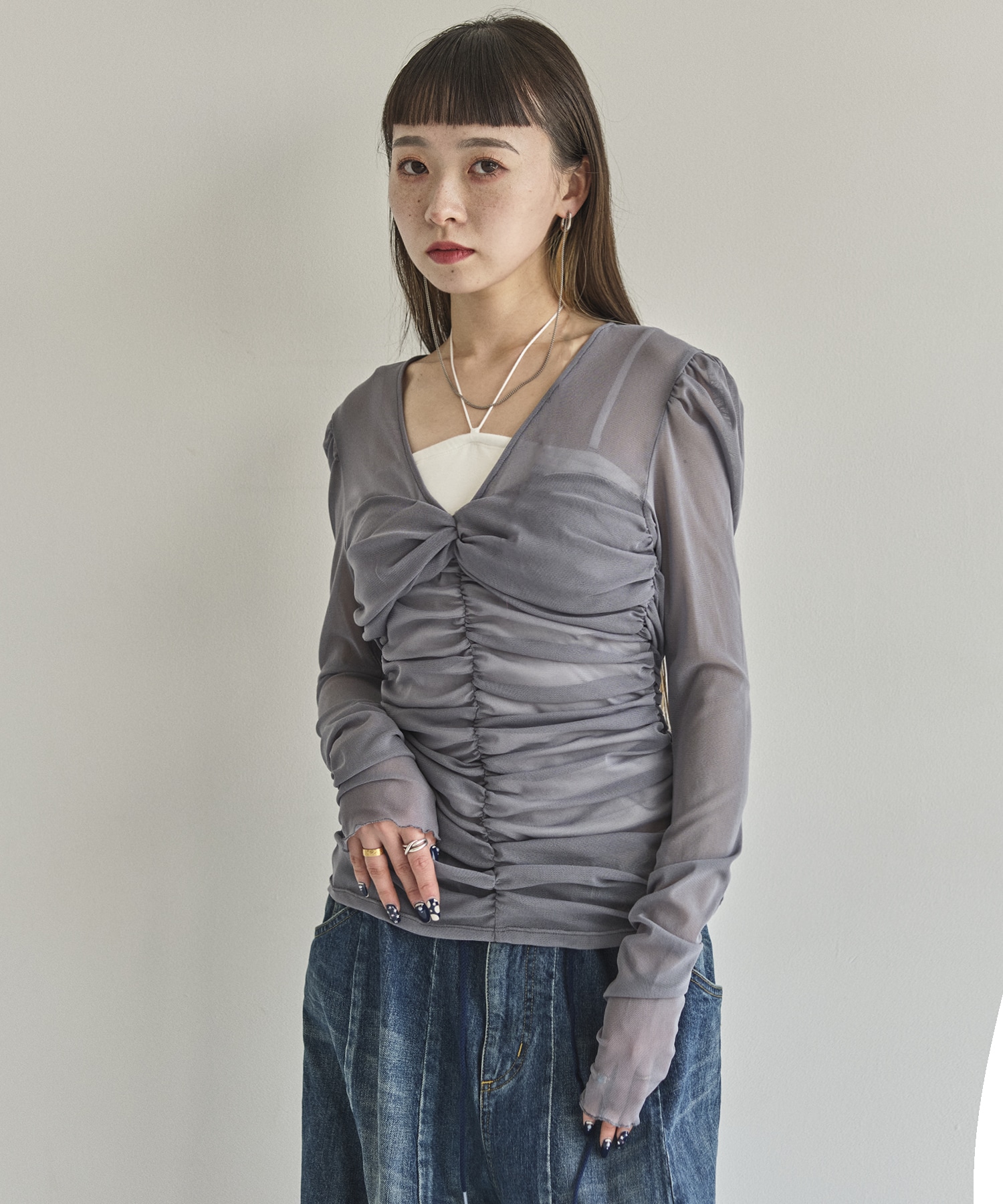 別注 TULLE GATHERED TOP FETICO