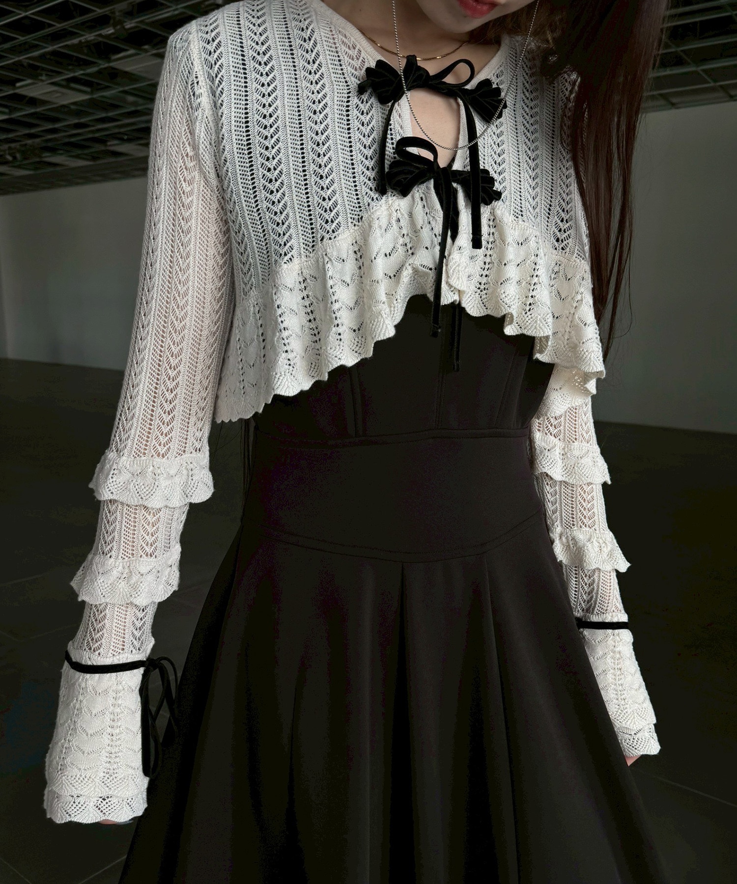 double ribbon knit cardigan tanakadaisuke