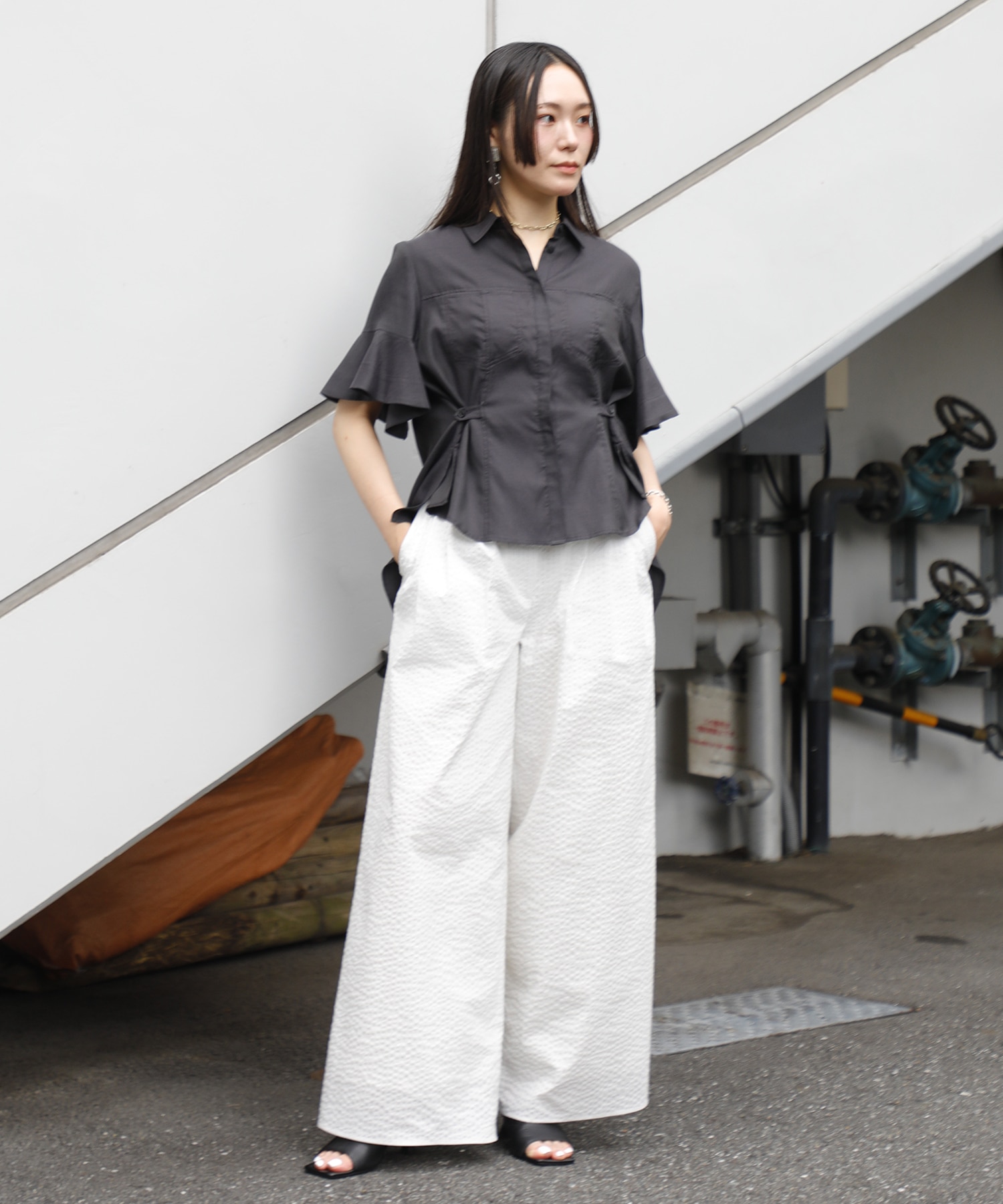 Seersucker Flare Pants STUDIOUS