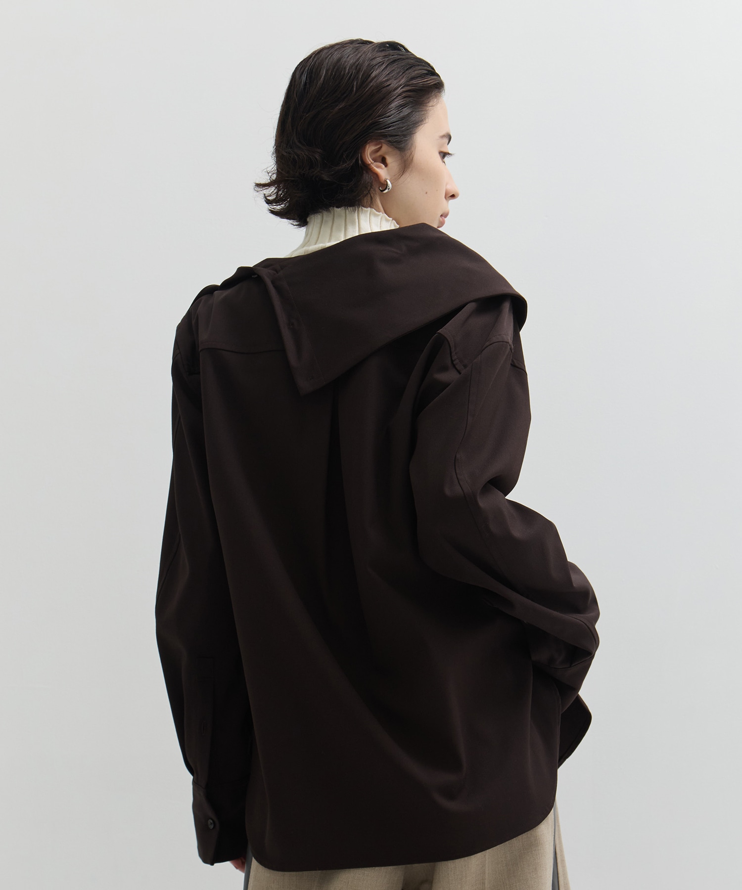 Viscose Wool Big Collar Shirt STUDIOUS