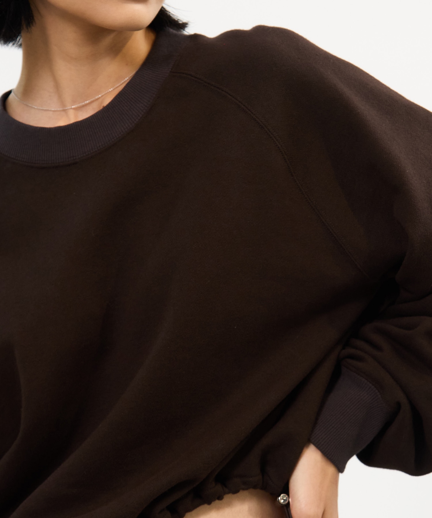 DRAWSTRING GATHER SLEEVE SWEAT SHIRT STUDIOUS