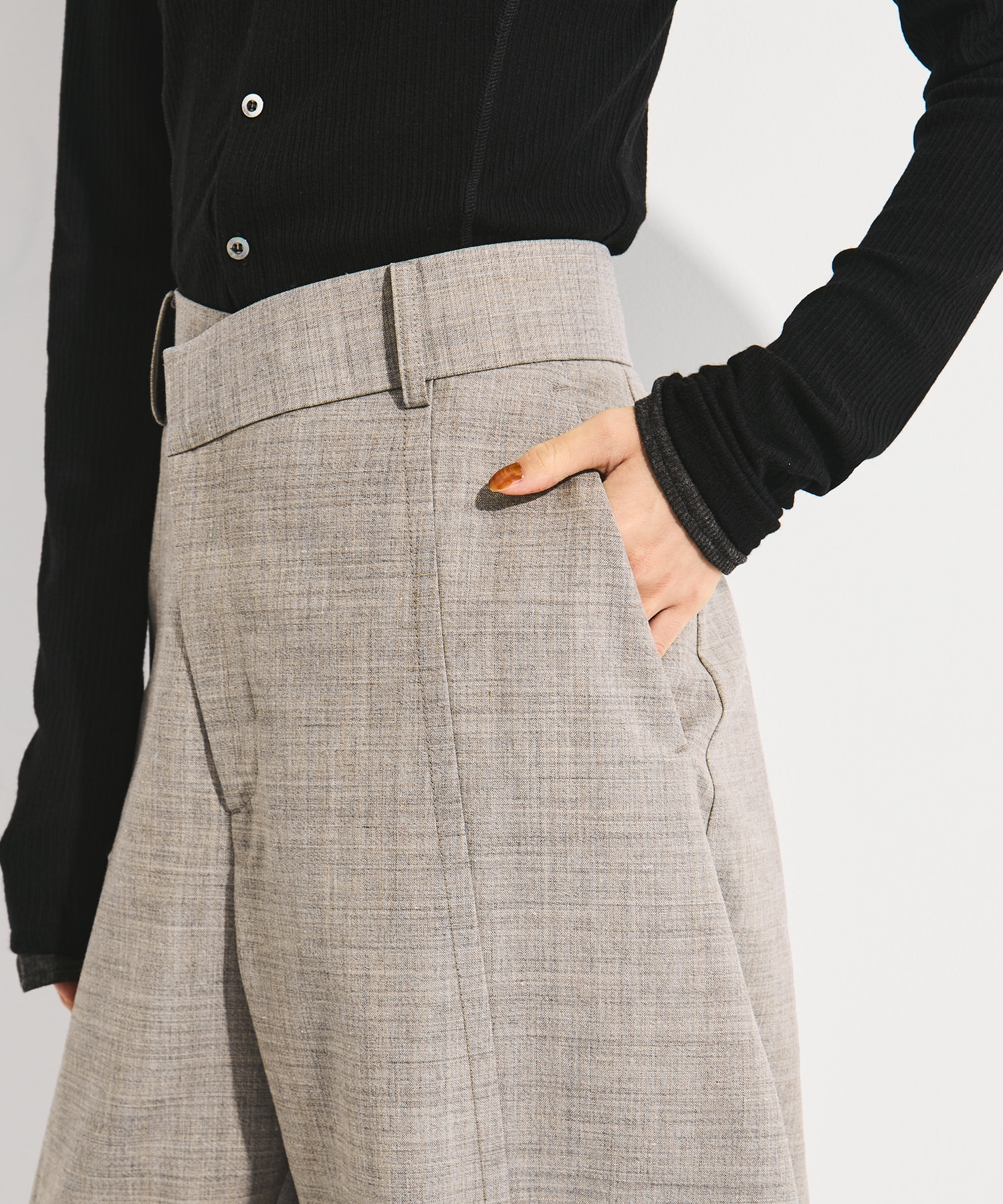 Wool Barrel Leg Trousers STUDIOUS