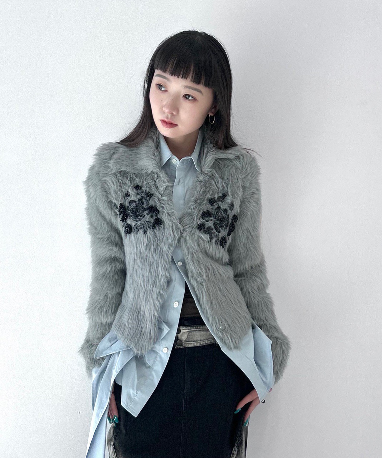 別注 シャギービジューカーディガン FETICO