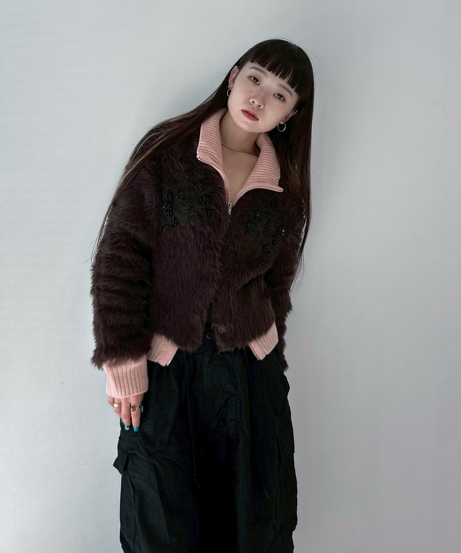 別注 シャギービジューカーディガン FETICO