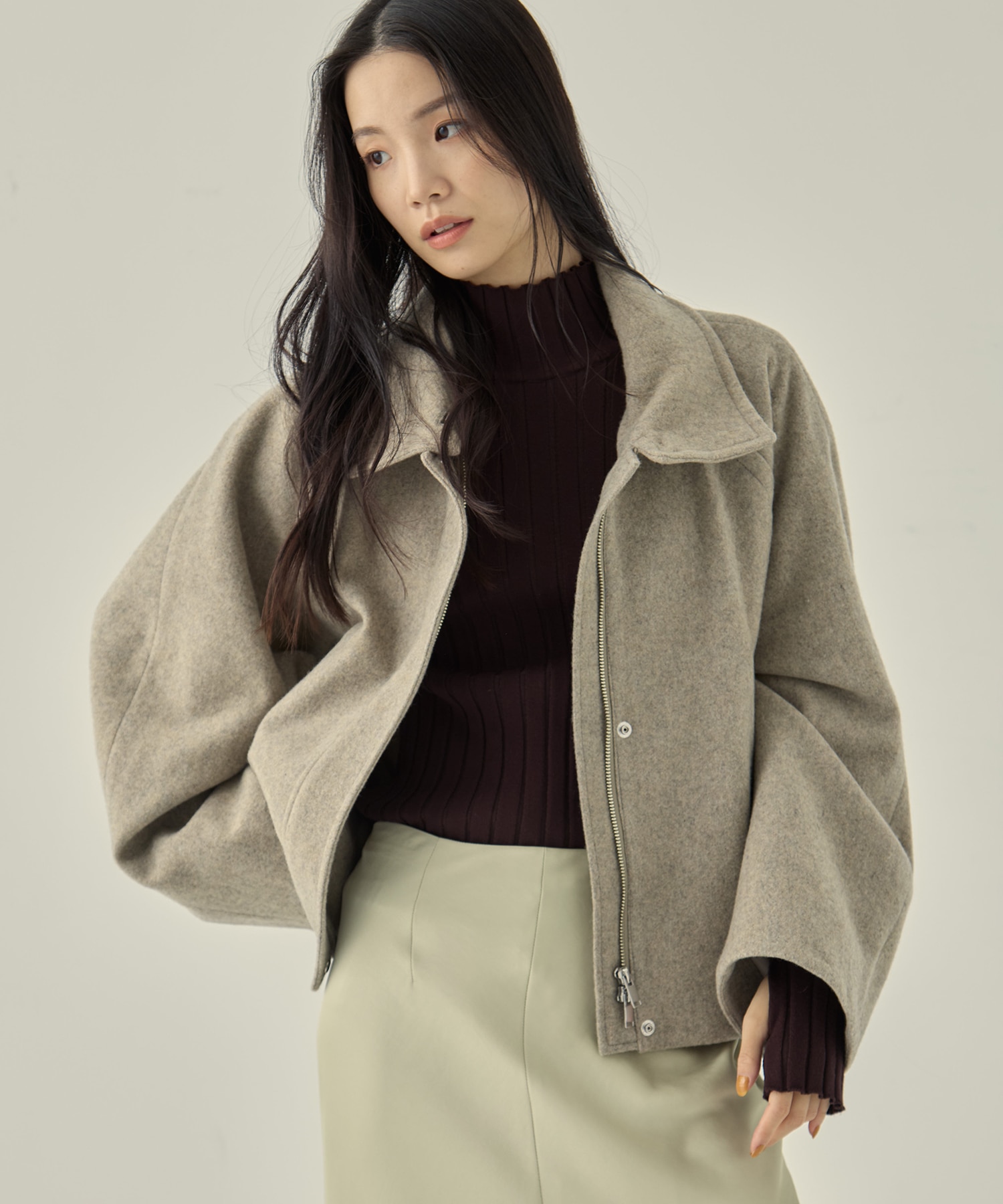 Stand Collar Wool Blouson STUDIOUS