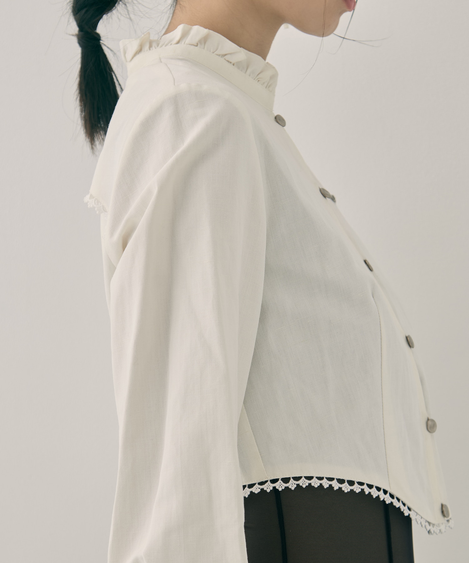 back curtain cropped blouse tanakadaisuke