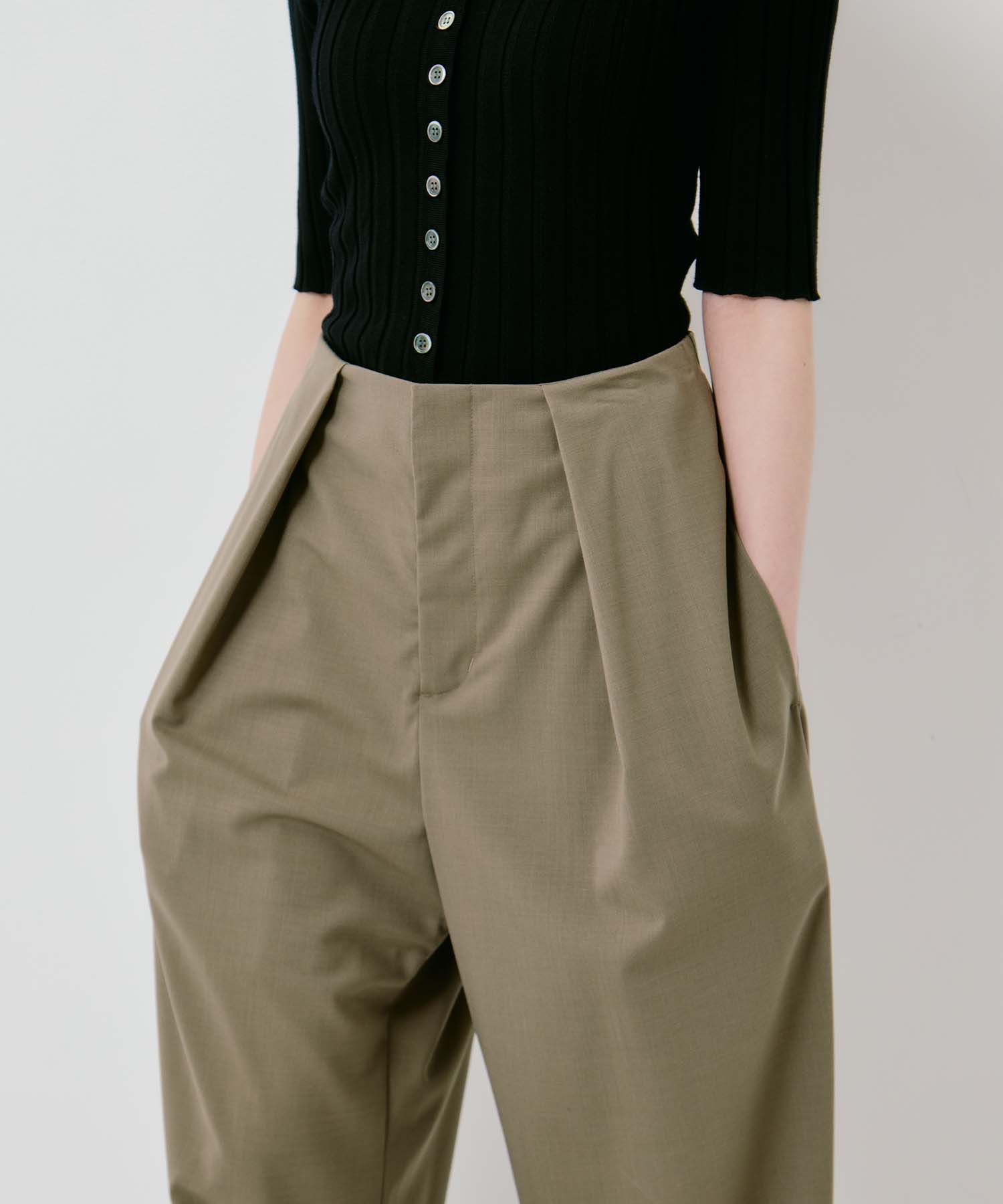 Summer Wool Belted Trousers STUDIOUS