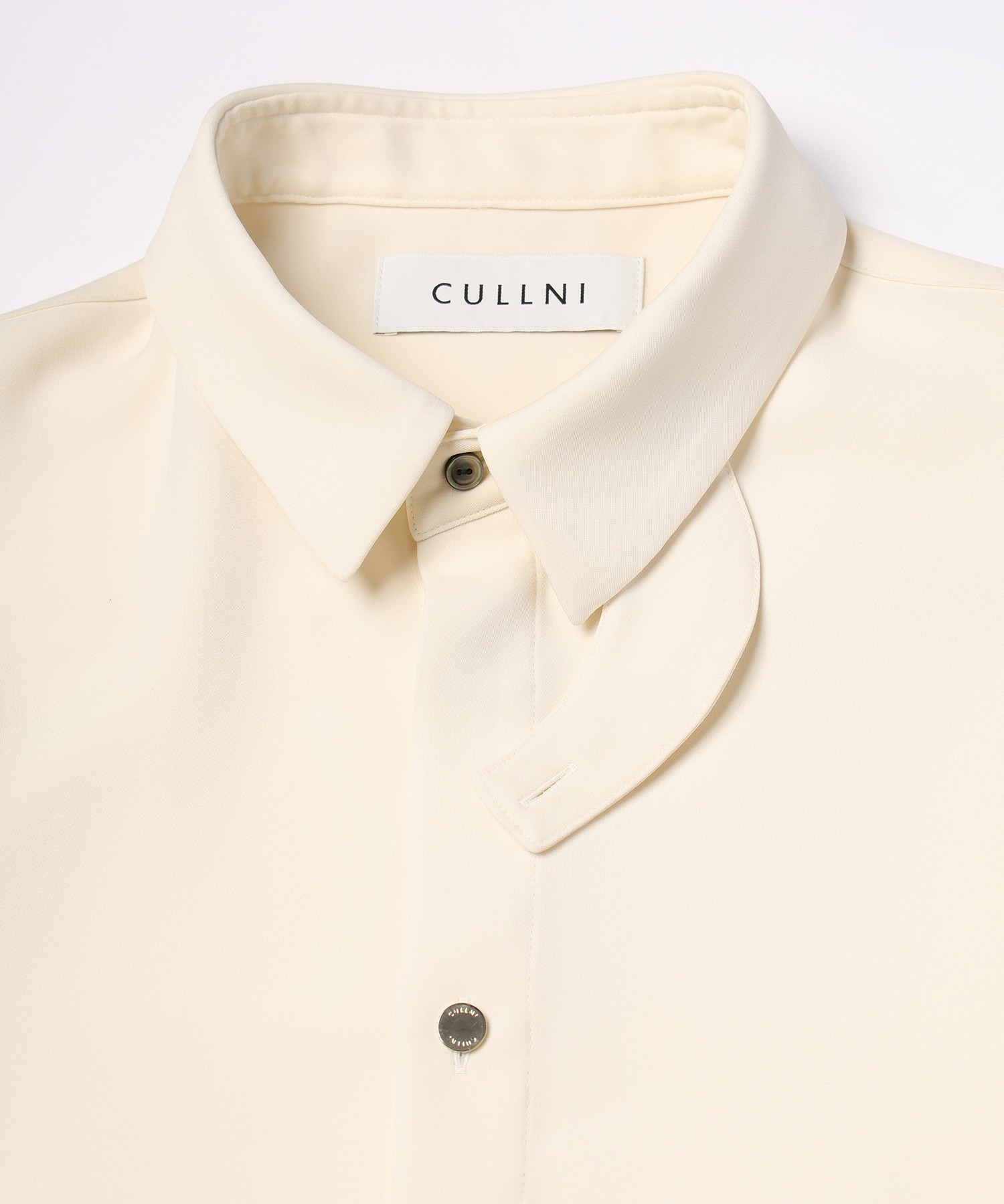 Double Satin Minimal Chin Tab Long Sleeve Shirt CULLNI