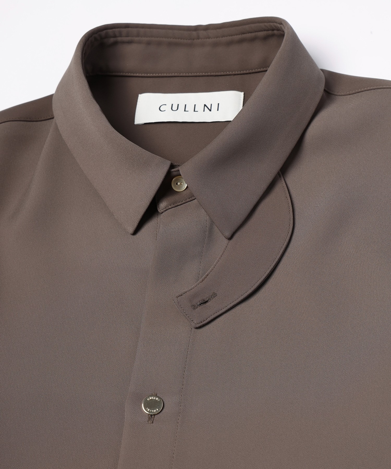 Double Satin Minimal Chin Tab Long Sleeve Shirt CULLNI