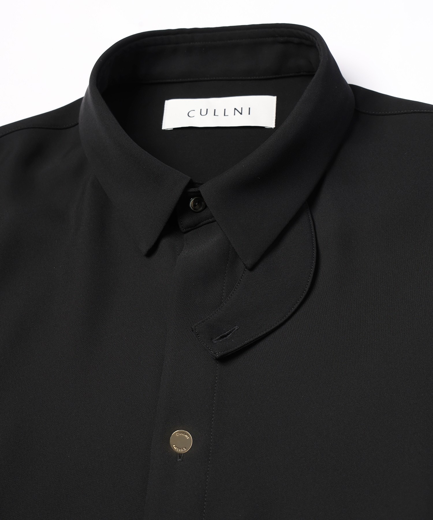 Double Satin Minimal Chin Tab Long Sleeve Shirt CULLNI