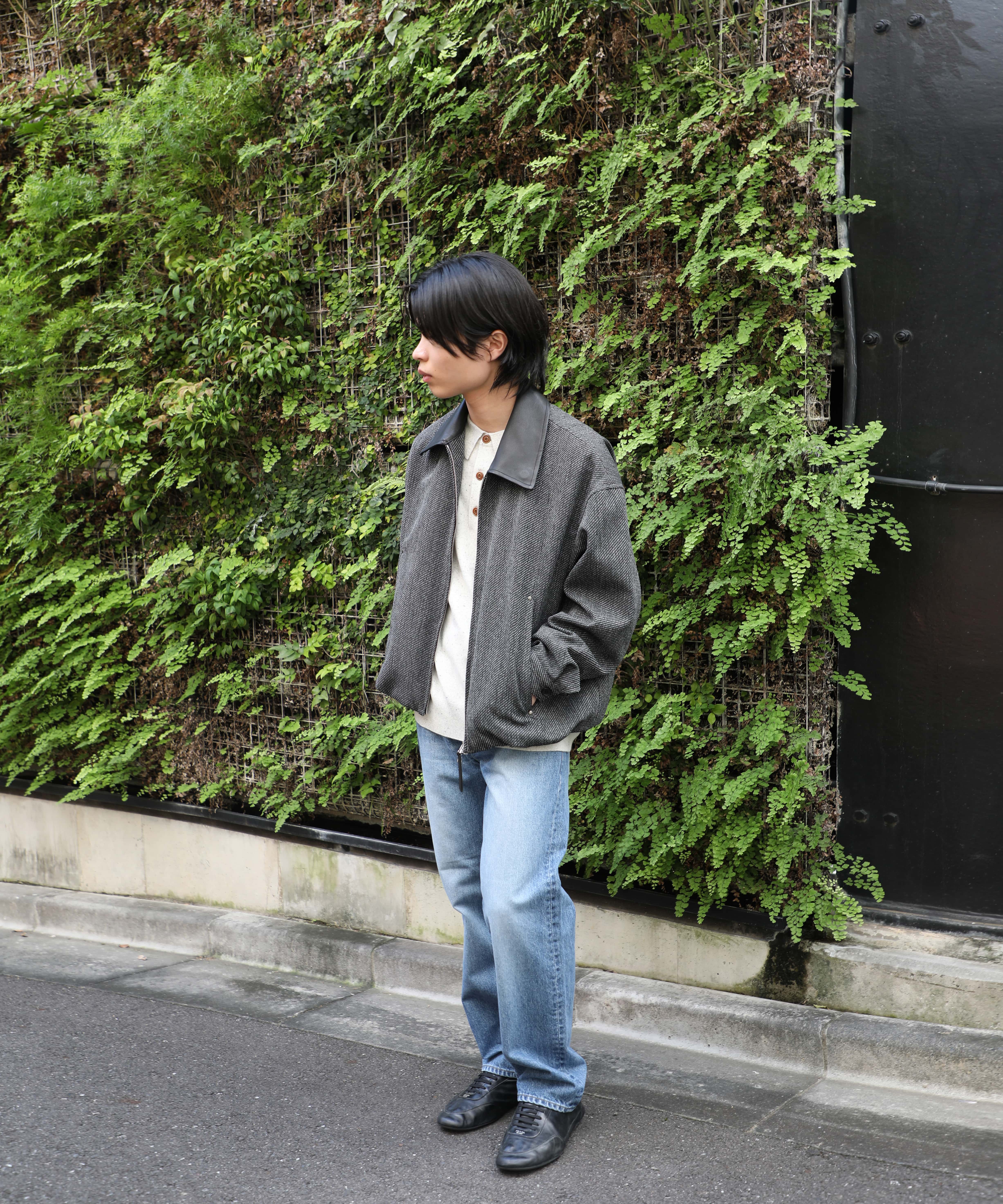 Leather collar Balloon Blouson STUDIOUS