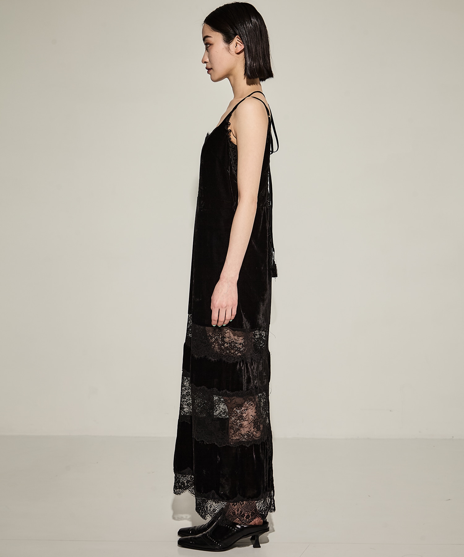別注black lace velour camisole dress tanakadaisuke