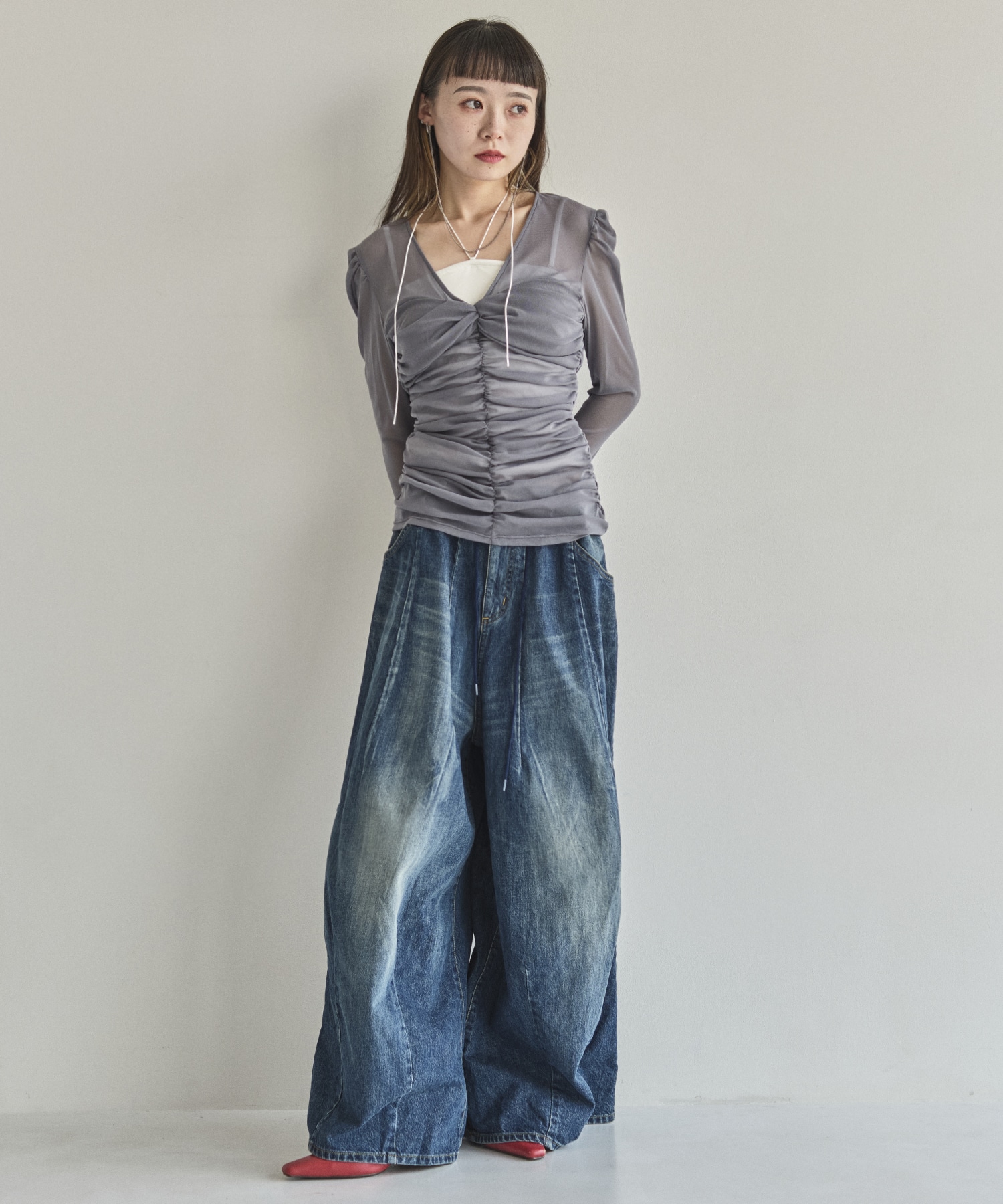 別注 TULLE GATHERED TOP FETICO
