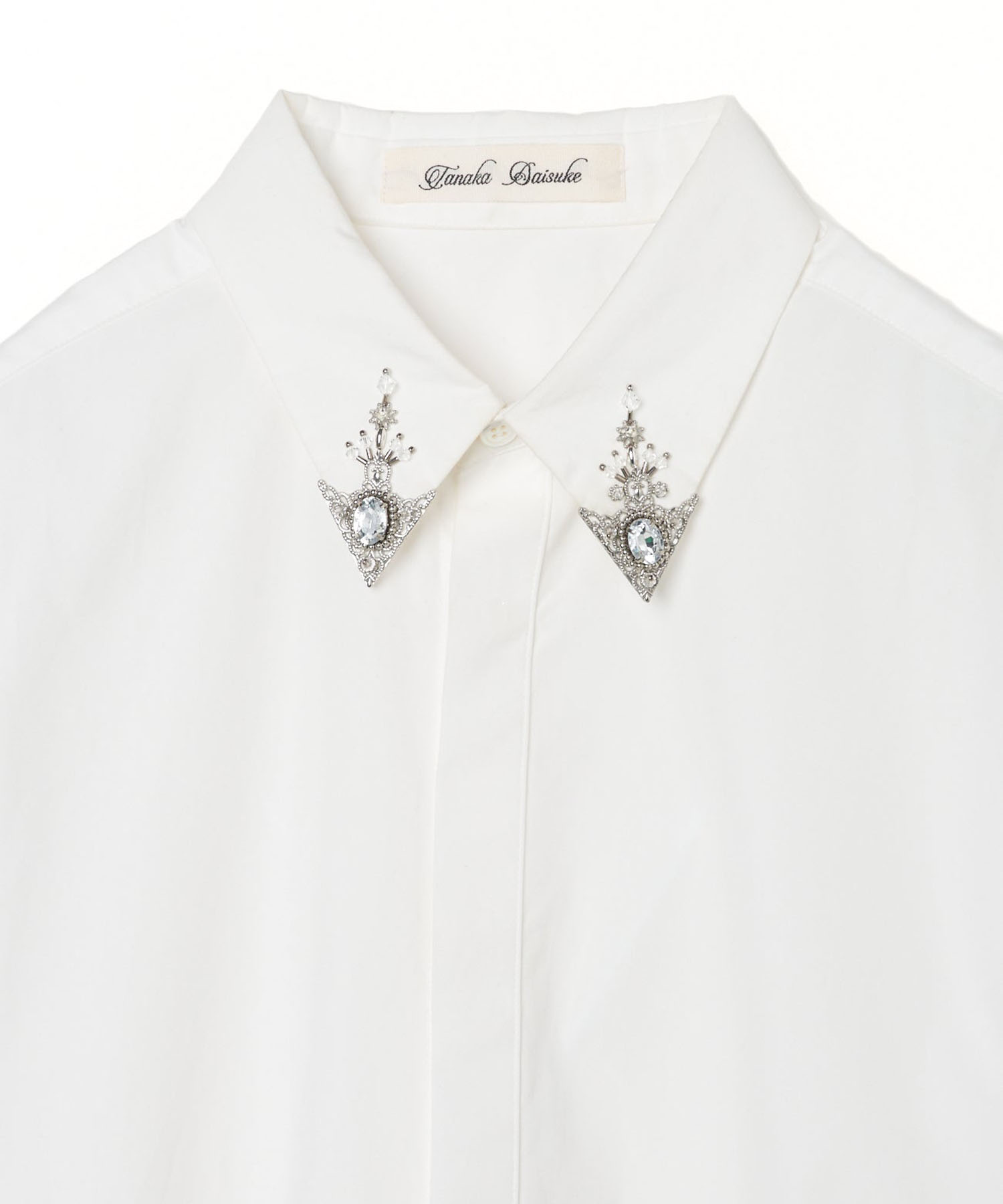 crystal silver tip lapel shirt tanakadaisuke