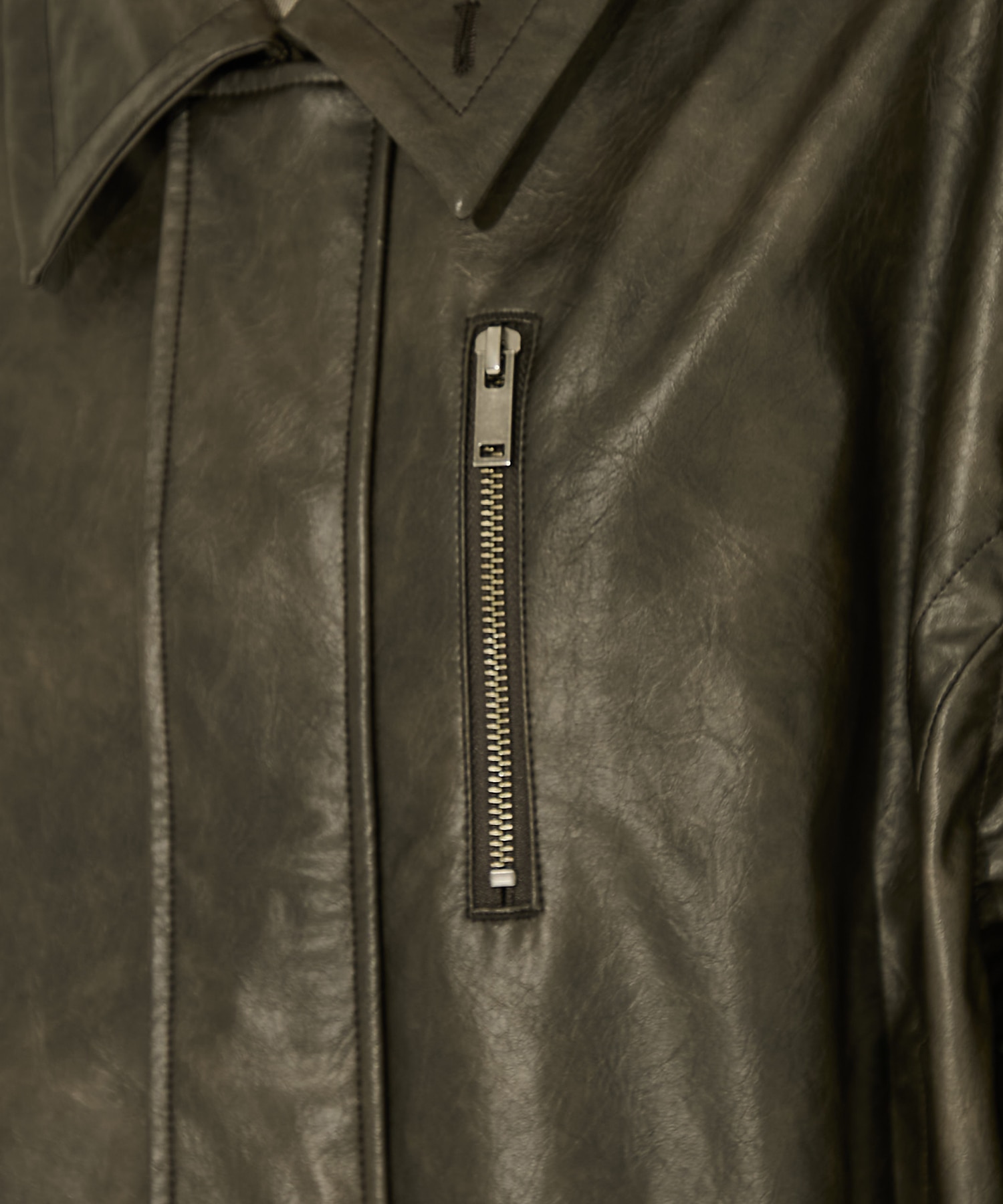 Faux Leather Stand Collar Blouson STUDIOUS