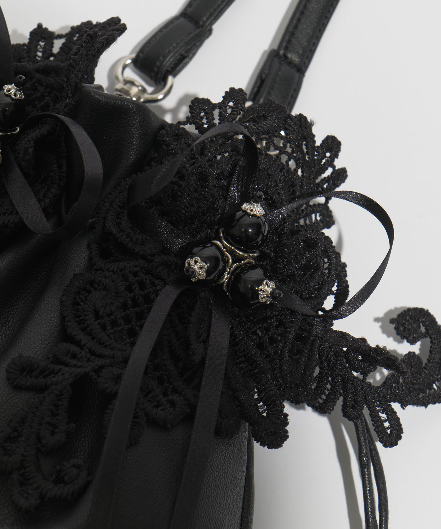 別注 lace flower drawstring sacoche tanakadaisuke