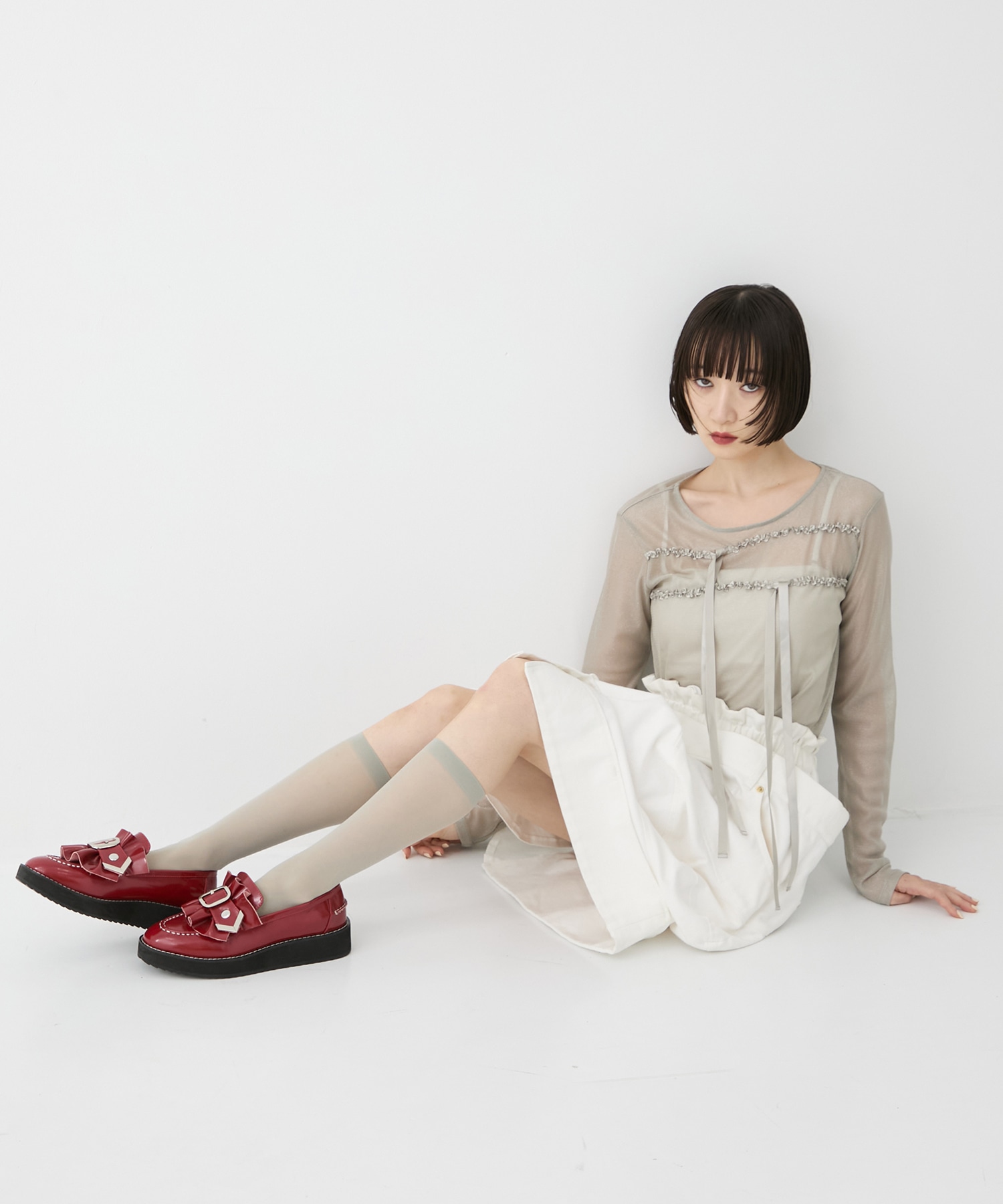別注SHEER RIBON SKIN TOPS HOUGA