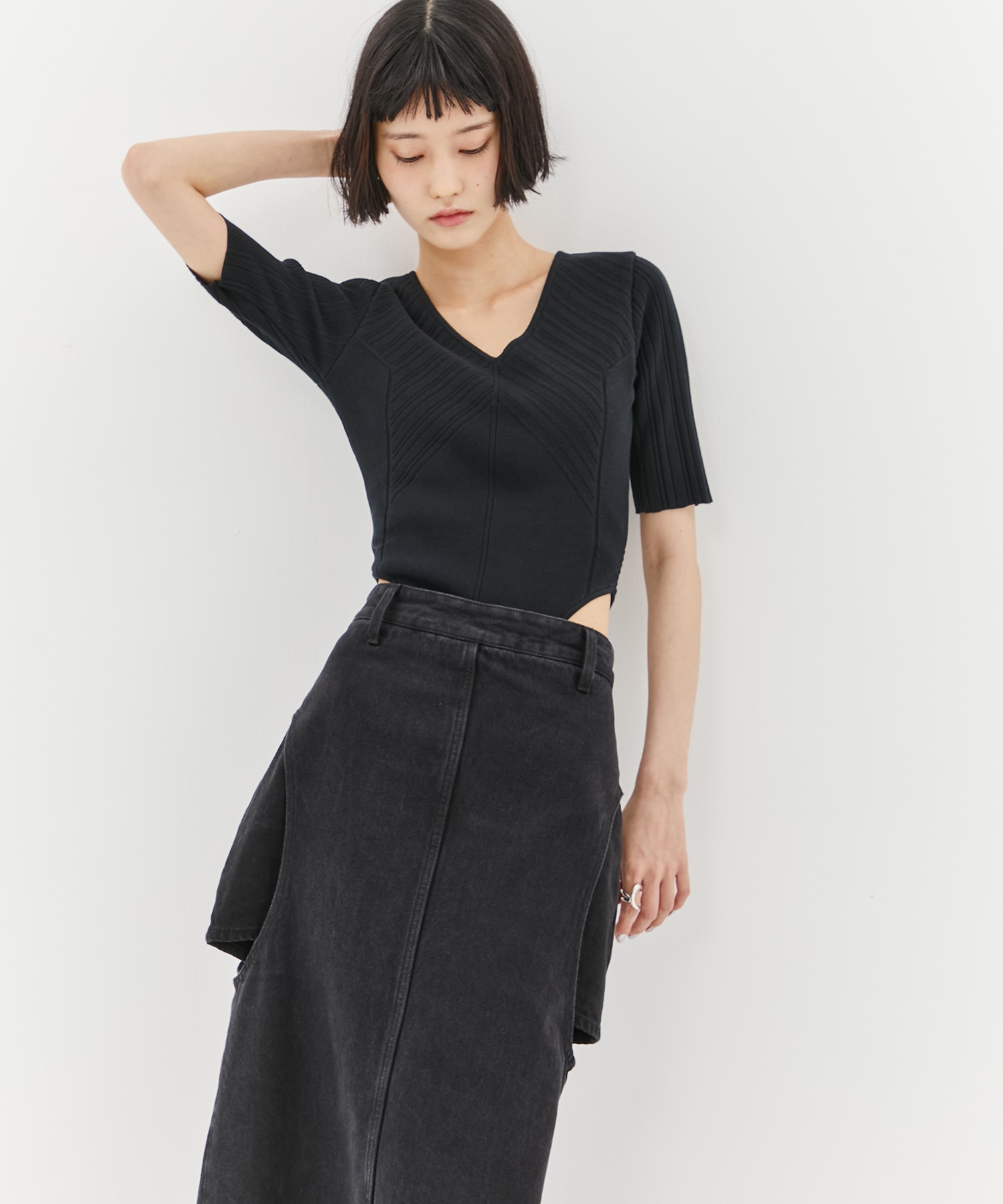 別注サークルカットデニムスカート CLANE