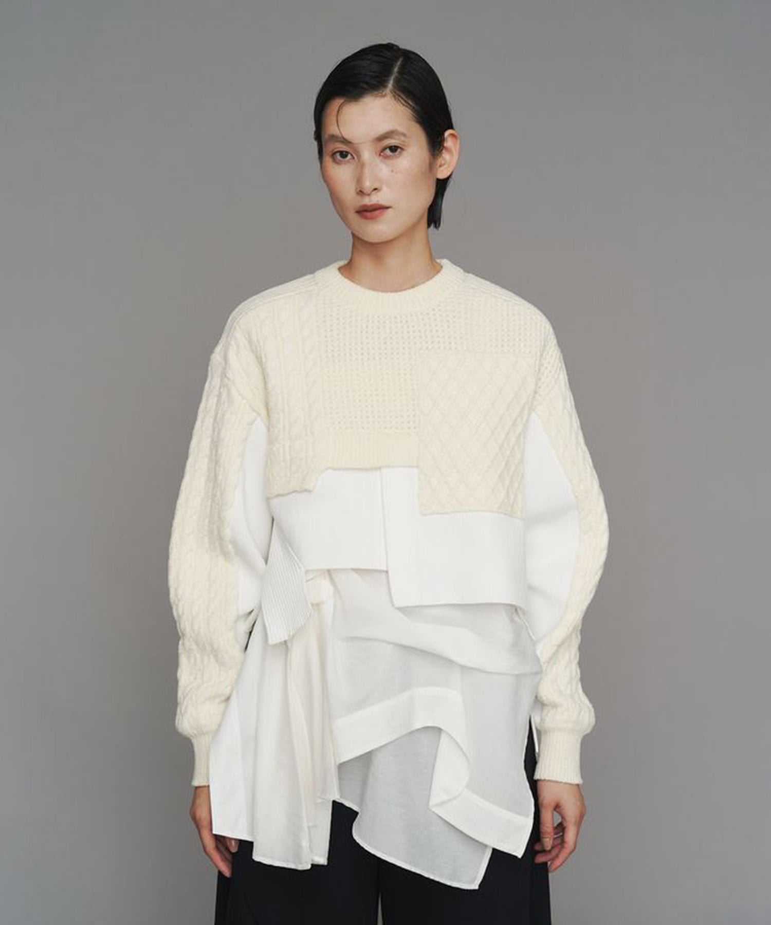 CABLE LAYER SHORT KNIT TOP UN3D.