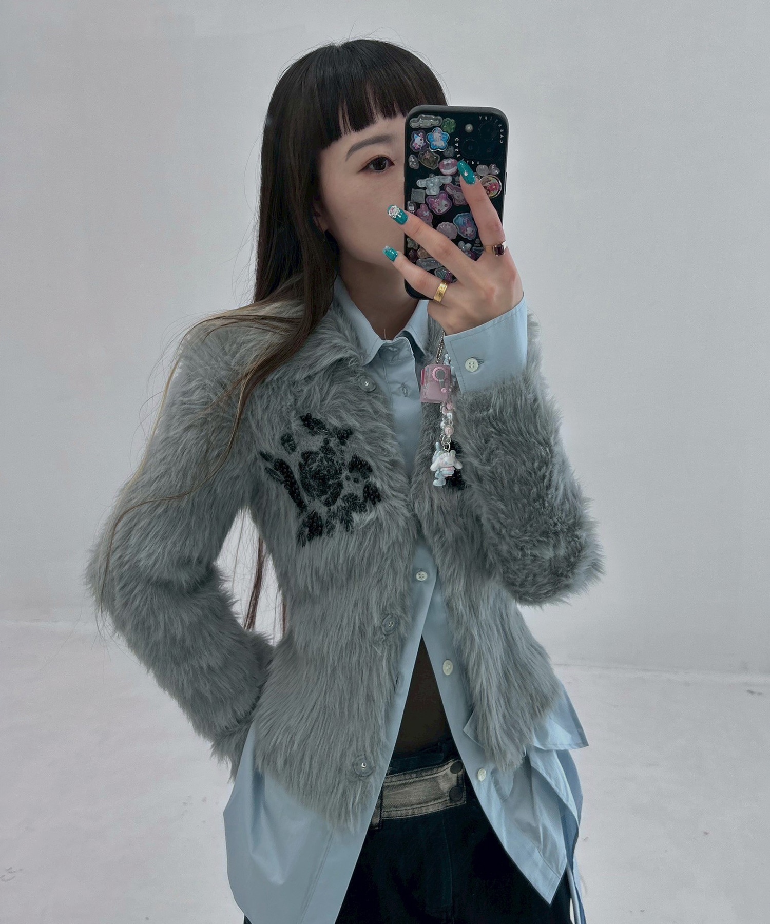 別注 シャギービジューカーディガン FETICO