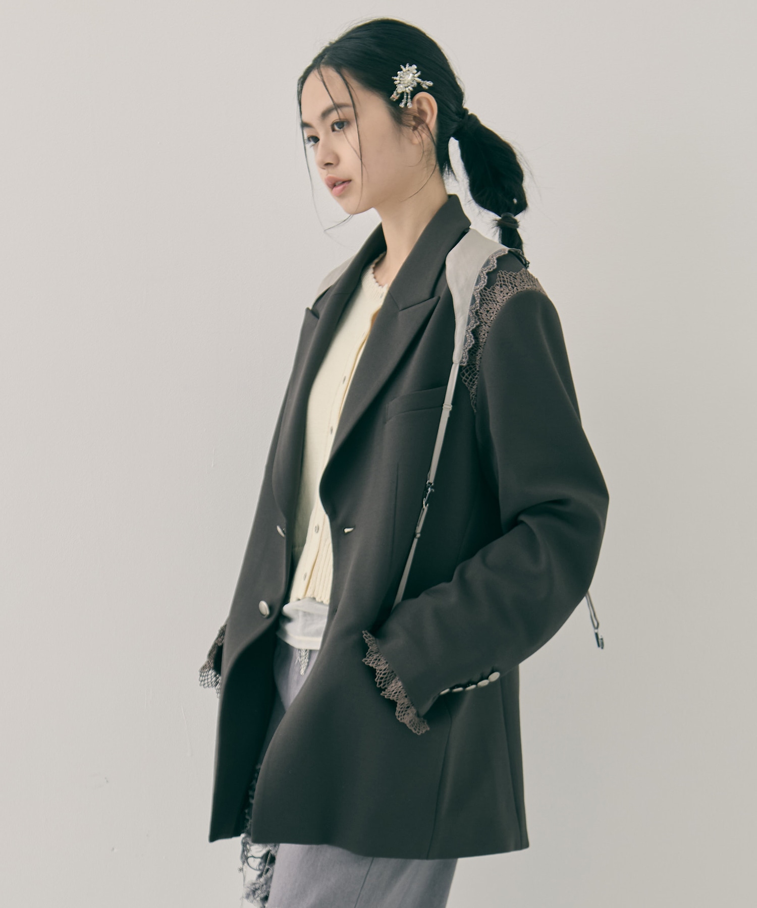 garter collar peaked lapel jacket tanakadaisuke