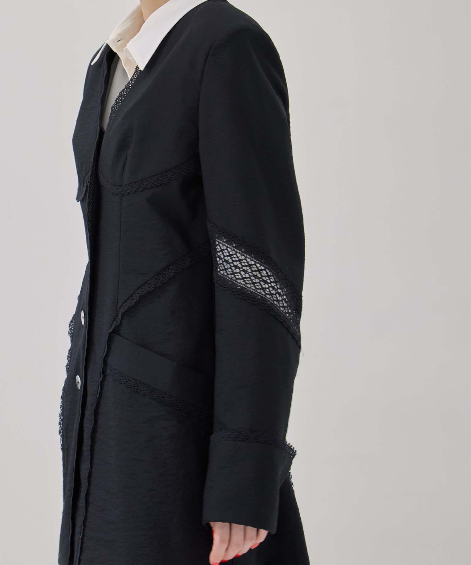 別注 LACE-PANELED SHIRT JACKET FETICO
