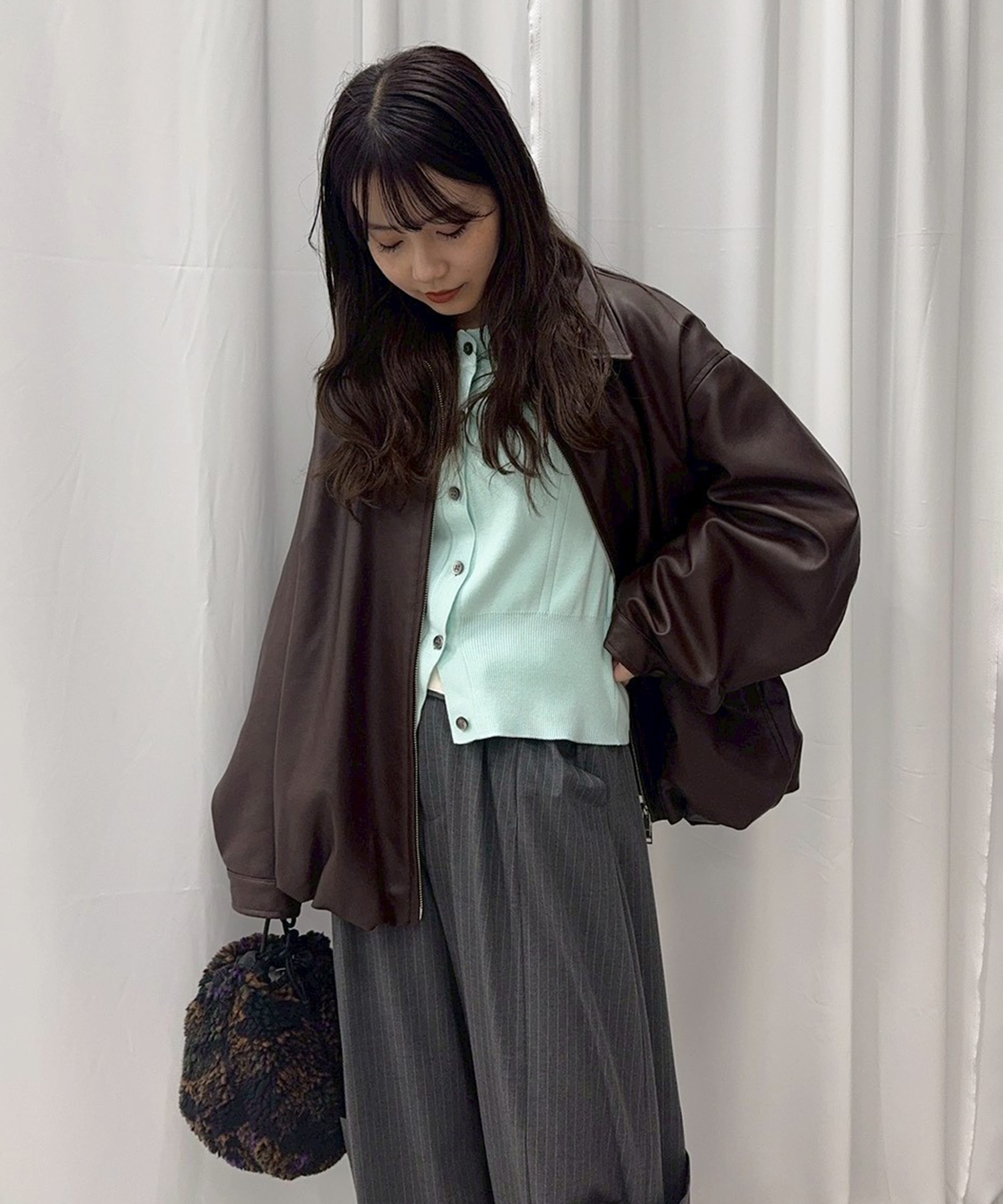 別注 FAKE LEATHER BALLOON JACKET CLANE