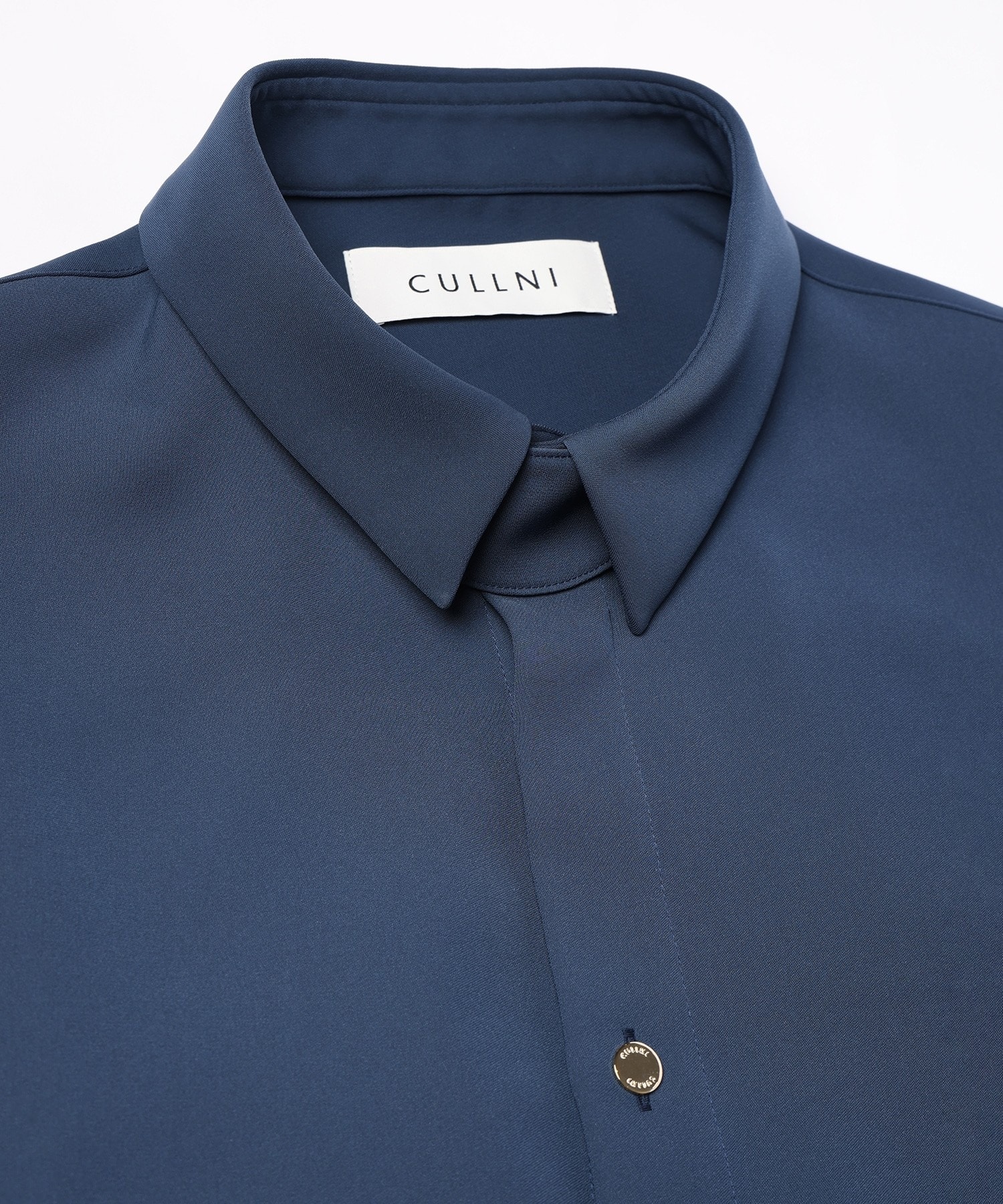Double Satin Minimal Chin Tab Long Sleeve Shirt CULLNI