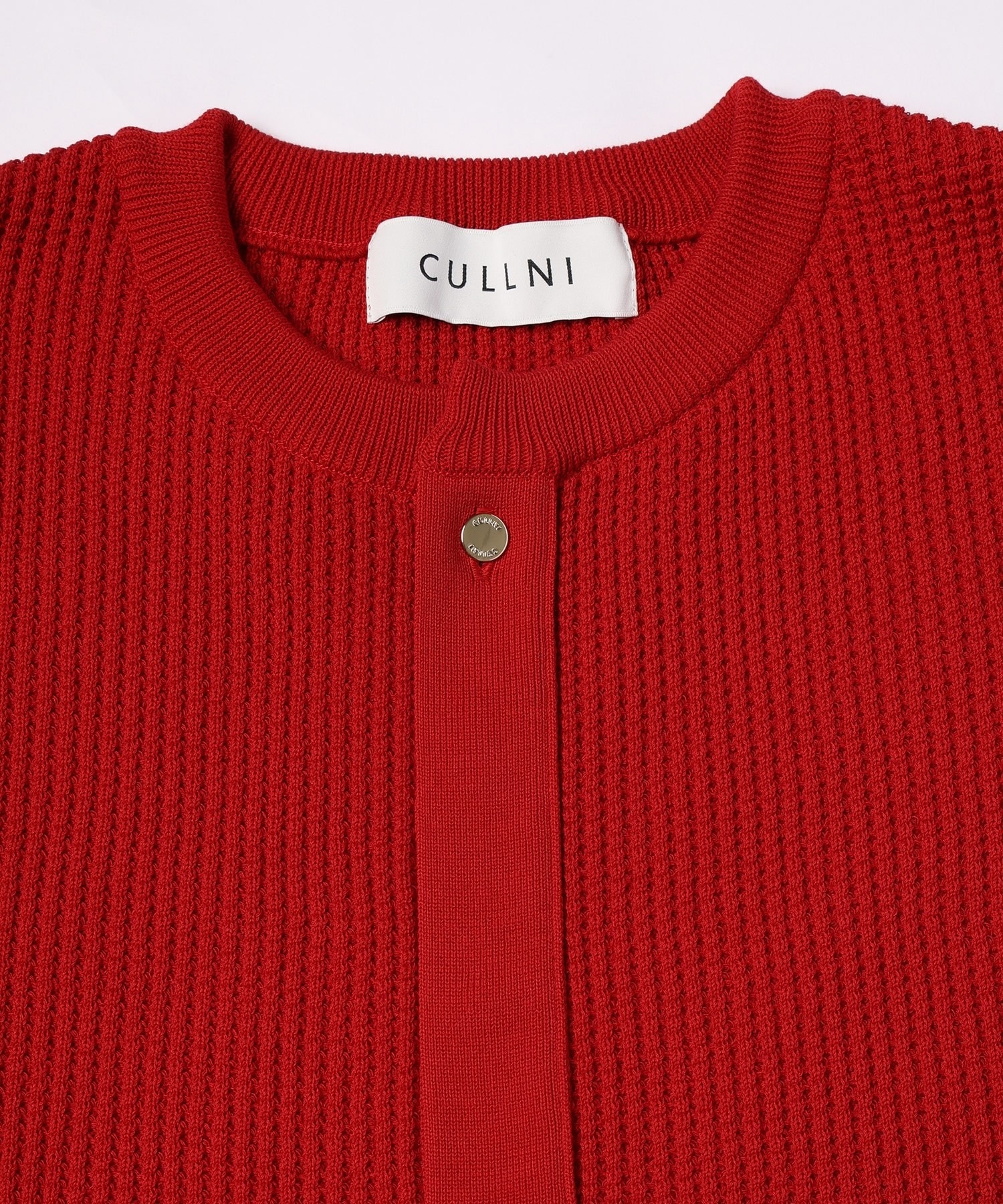 Organic Cotton Waffle Minimal Henley Neck Knit Pullover CULLNI