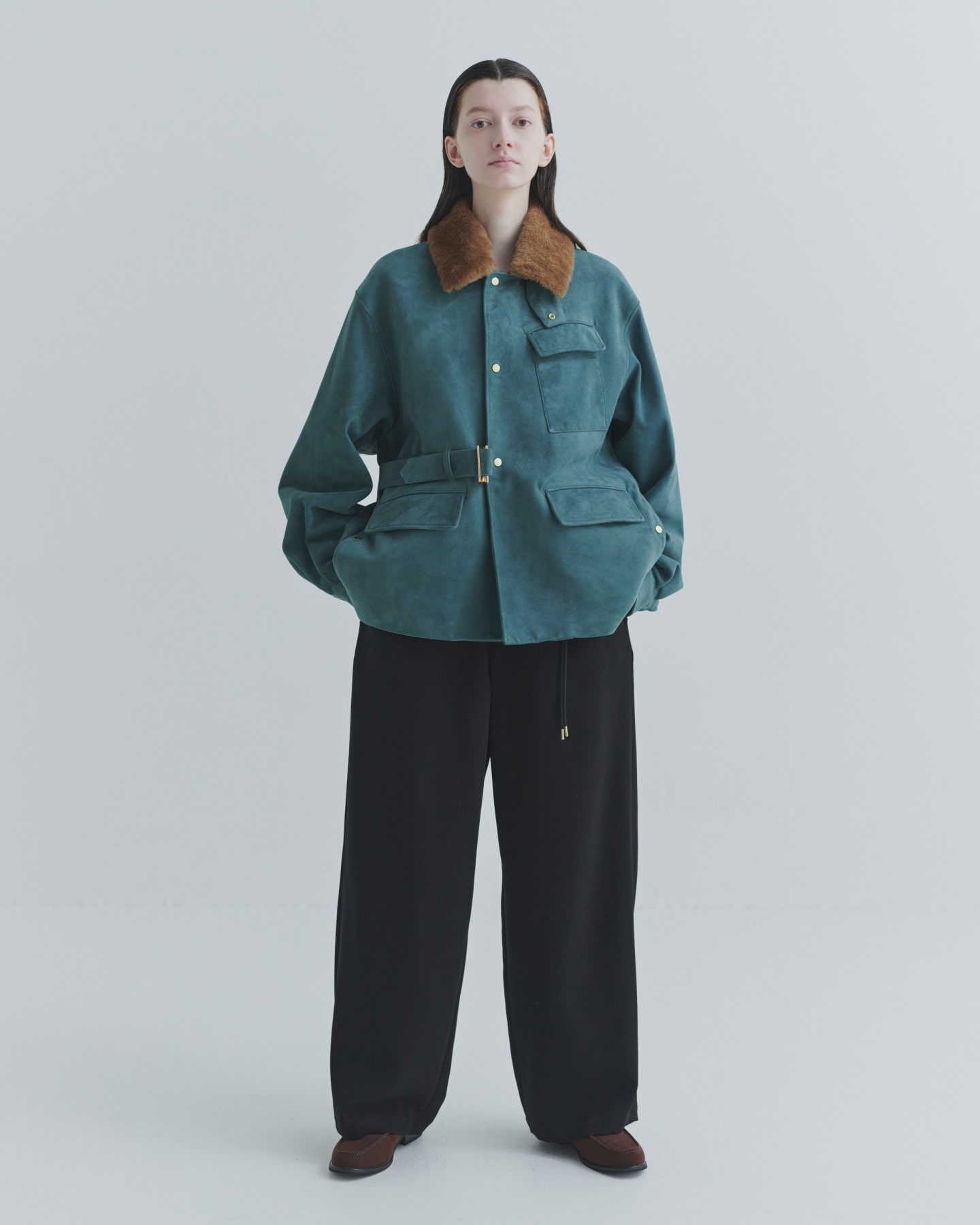 Triacetate Airy Cloth Drawstring Wide Pants CULLNI