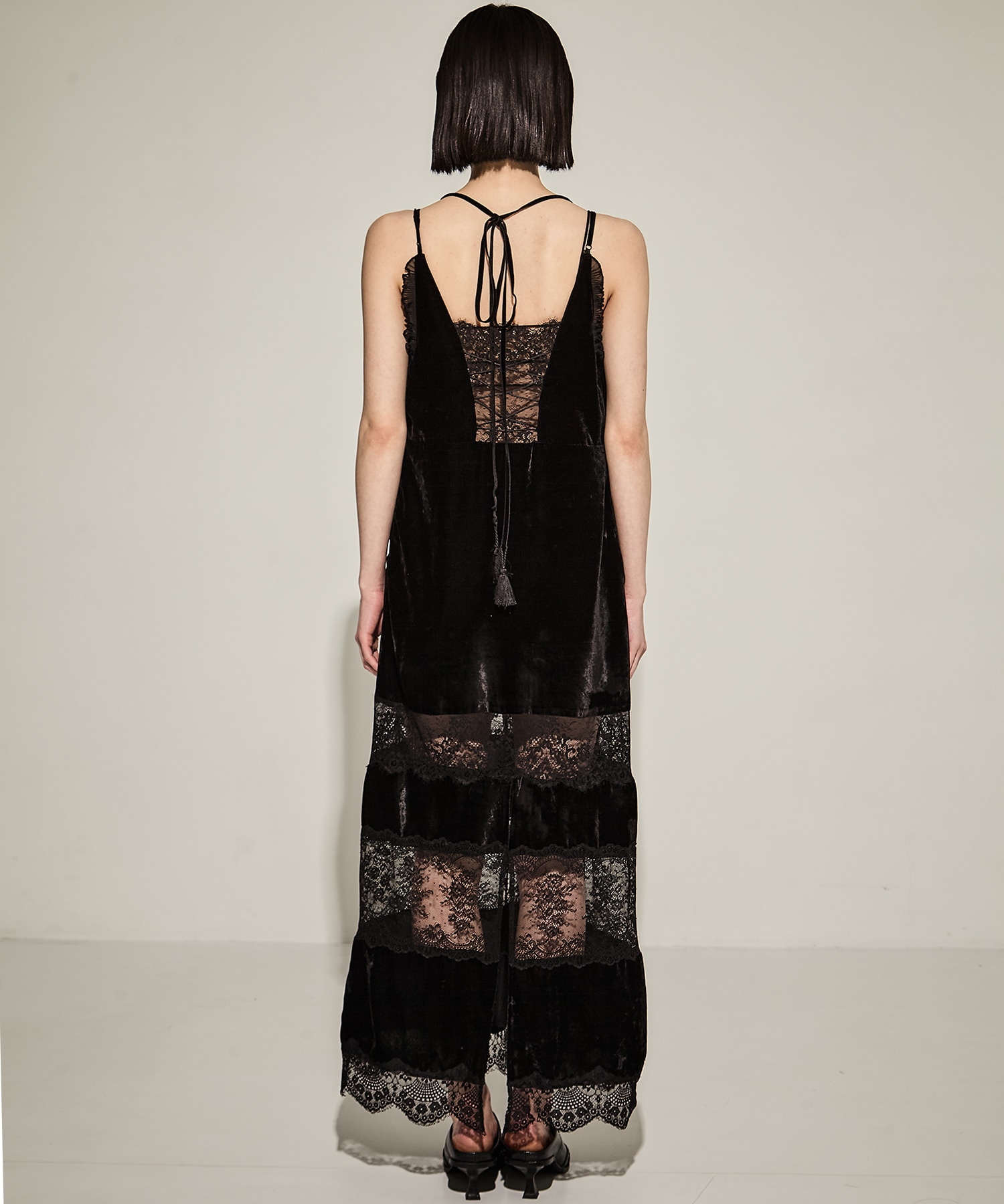 別注black lace velour camisole dress tanakadaisuke
