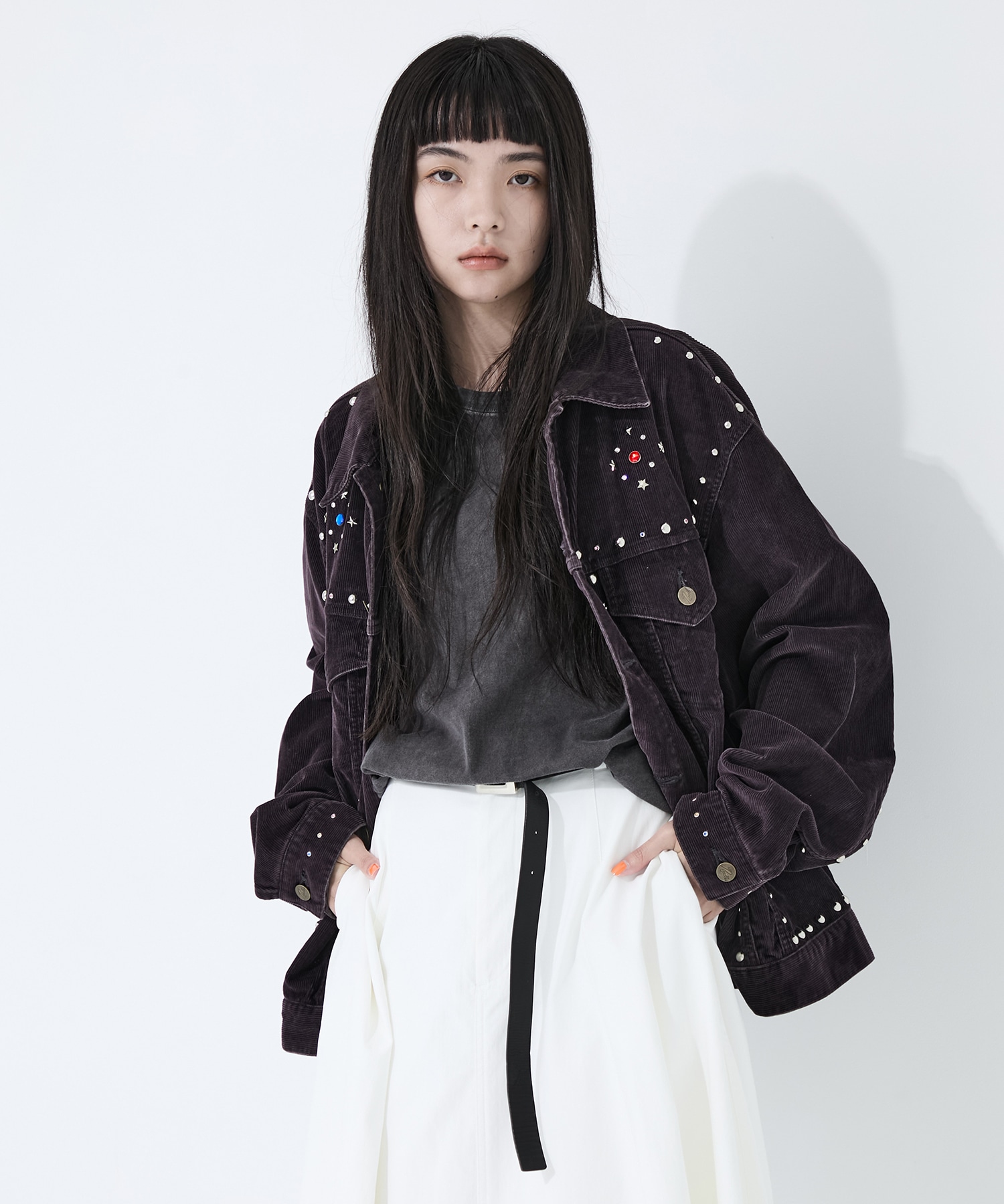 Studded Jean Jacket - 14W Corduroy Needles