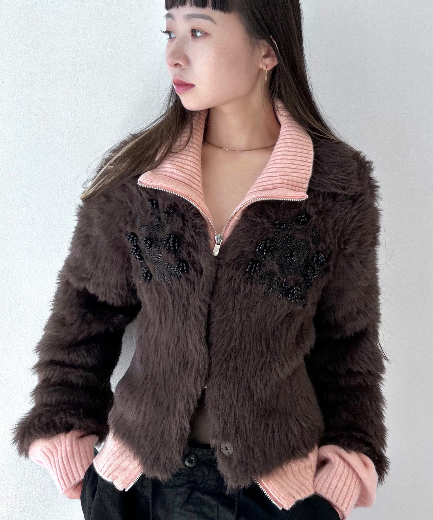 別注 シャギービジューカーディガン FETICO