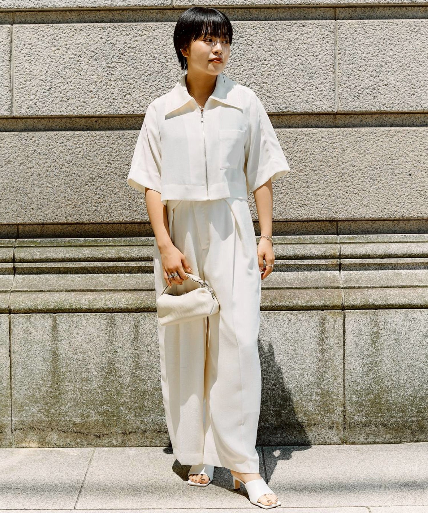 Asymmetric Front Mesh Trousers STUDIOUS