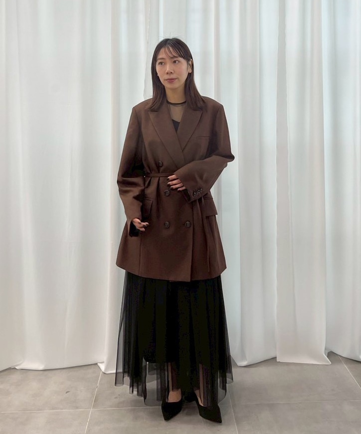 BLACK TULLE WAVE TIERED DRESS AMERI