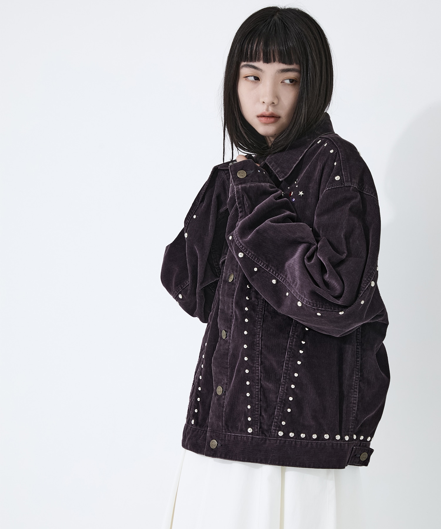 Studded Jean Jacket - 14W Corduroy Needles