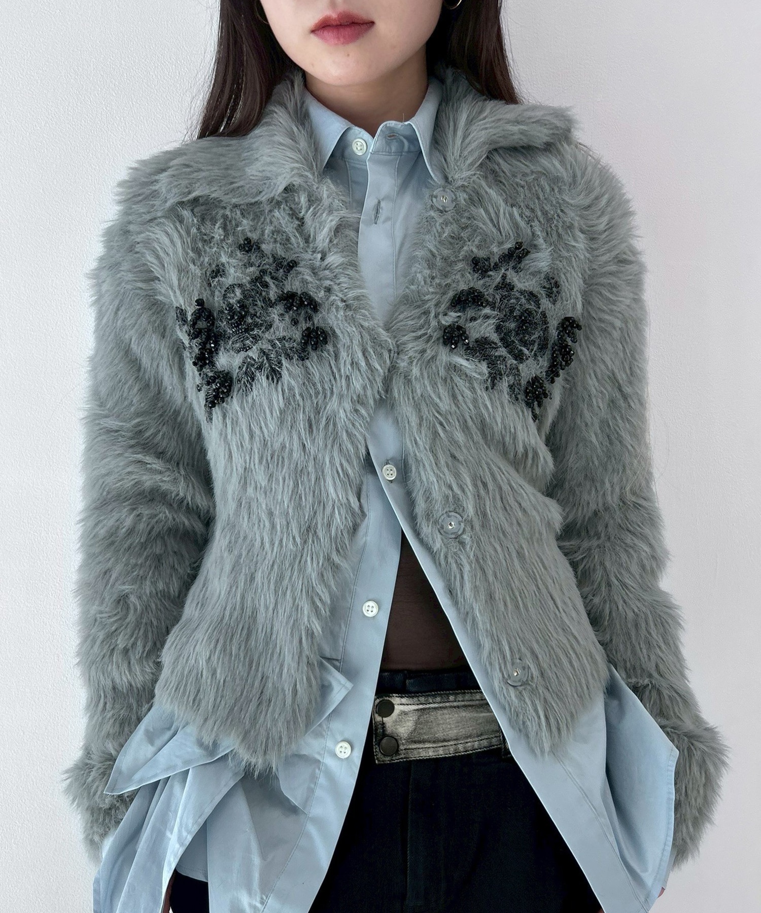 別注 シャギービジューカーディガン FETICO