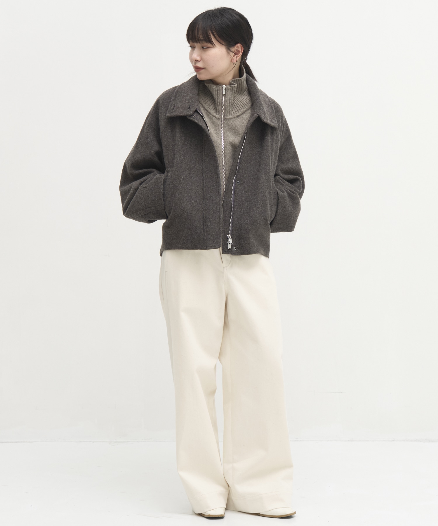 Stand Collar Wool Blouson STUDIOUS